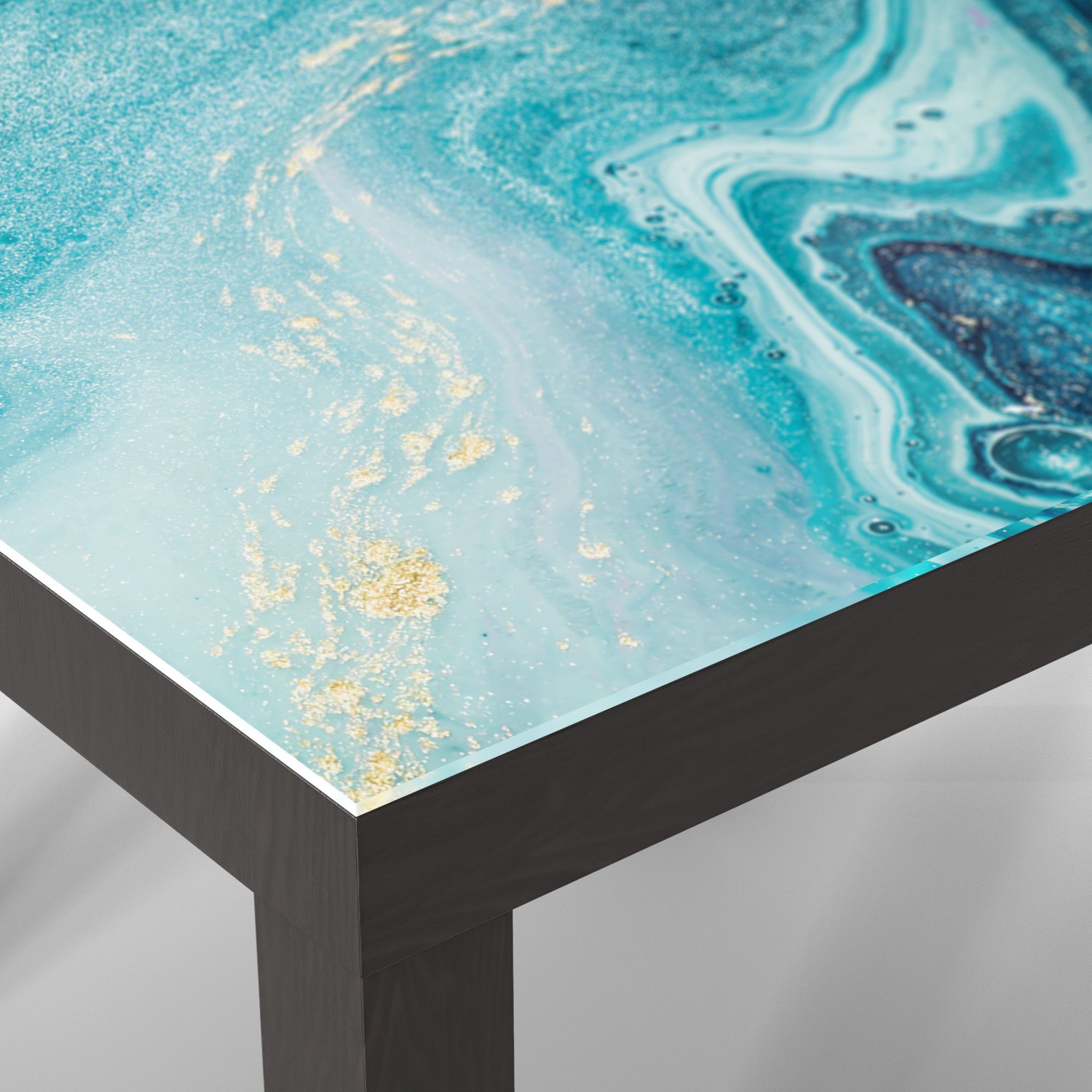 'Meer Marmor', Schwarz Glas modern Glastisch aus Beistelltisch DEQORI Couchtisch