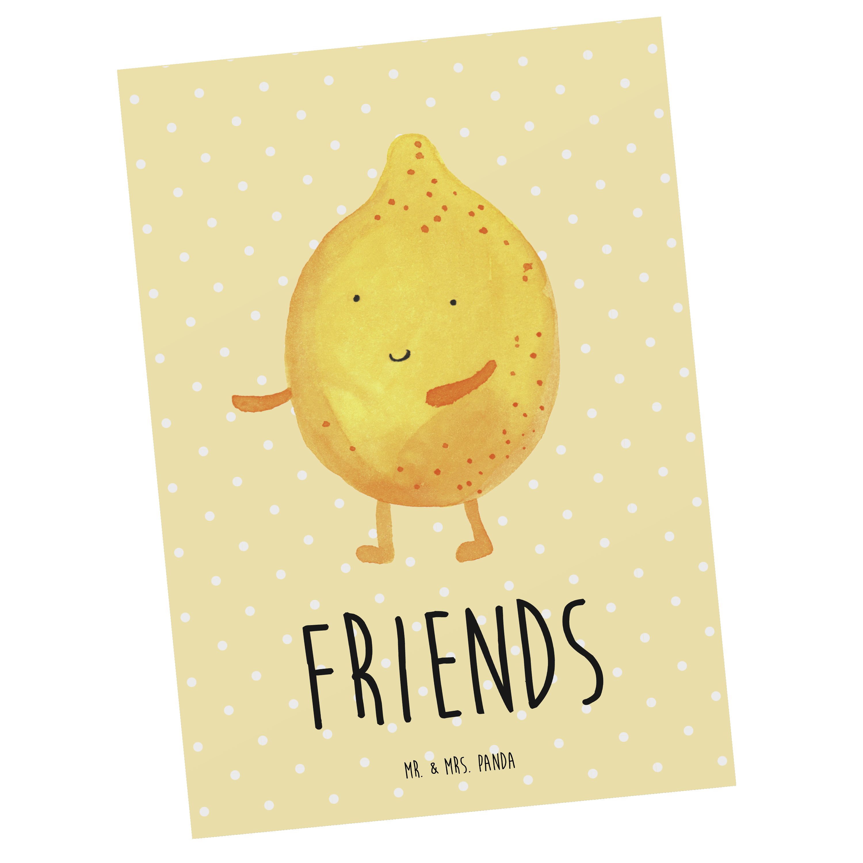 Mr. & Mrs. Panda Postkarte BestFriends-Lemon - Gelb Pastell - Geschenk, Geburtstagskarte, Einlad