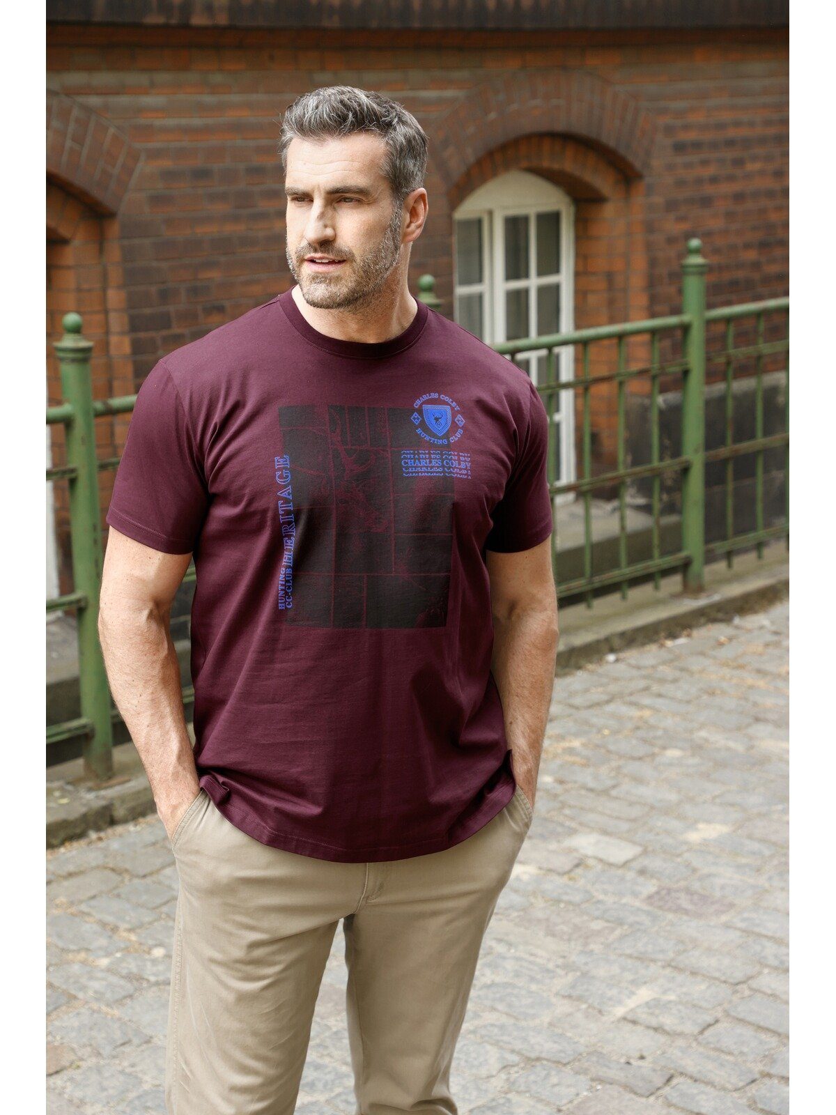 Jagd-Motiv EARL mit T-Shirt ALBAN Print Charles Colby markanter