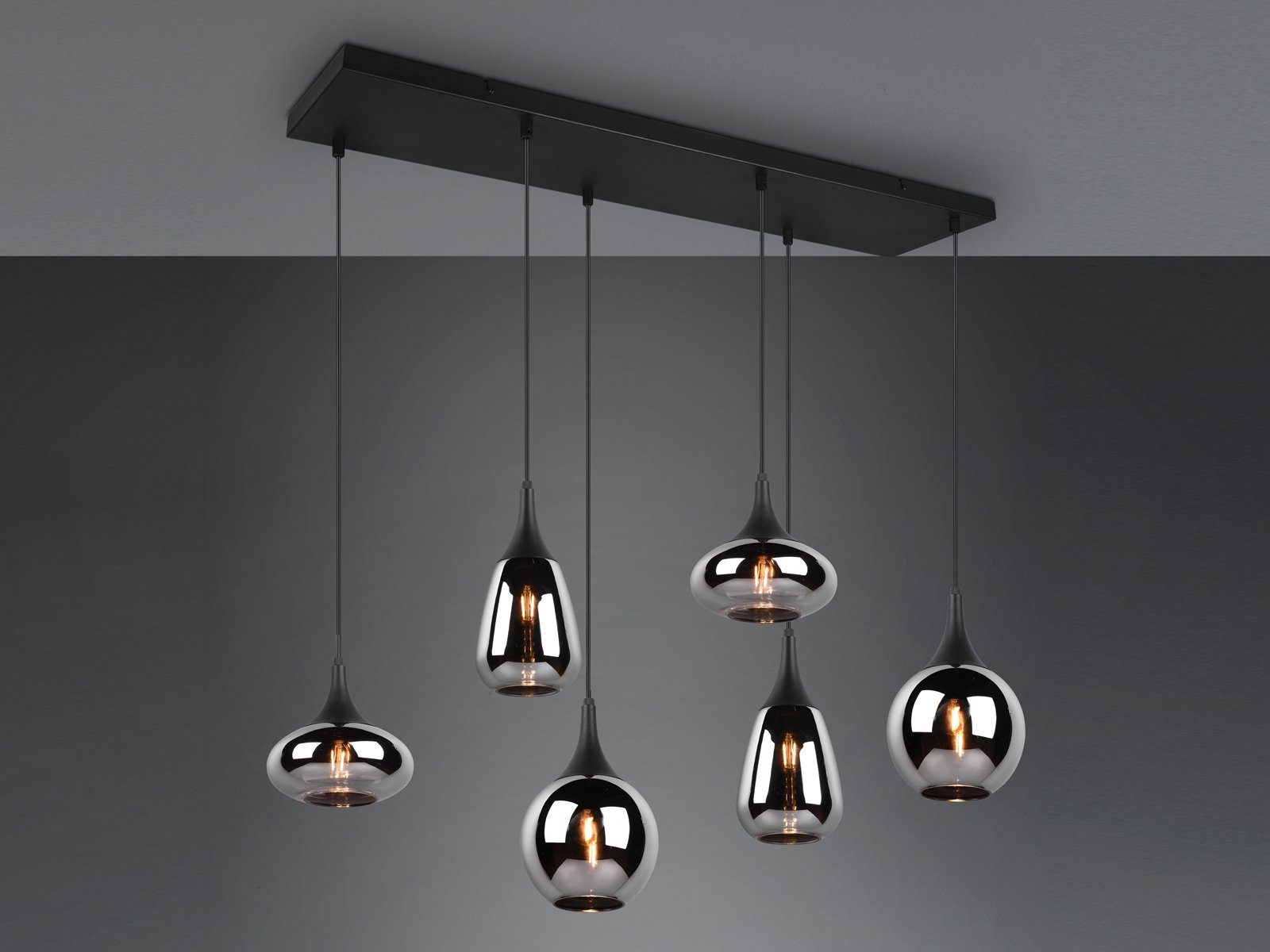 TRIO Leuchten LED Pendelleuchte, LED wechselbar, Warmweiß, ausgefallene Rauch-glas Lampen für über-n Esstisch hängend mehrflammig