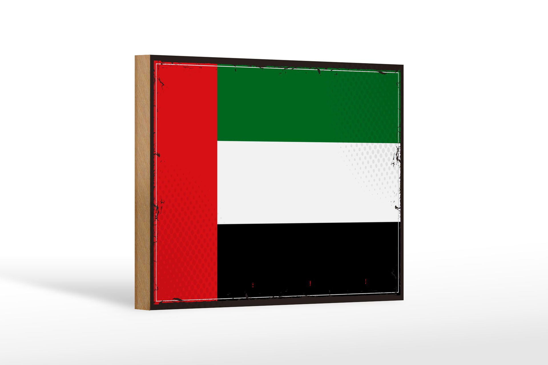 Femer GmbH Holzbild Flagge Arabischen Emirate 18x12 cm Retro Flag, Flaggen (1 St), Glatte Holzfaserplatte (MDF), vorn beschichtet