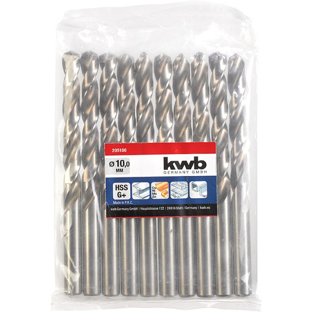 Thumbnail - kwb Metallbohrer kwb 205100 HSS Spiralbohrer 1 Stück 10 mm Gesamtlänge 133 mm DIN 338