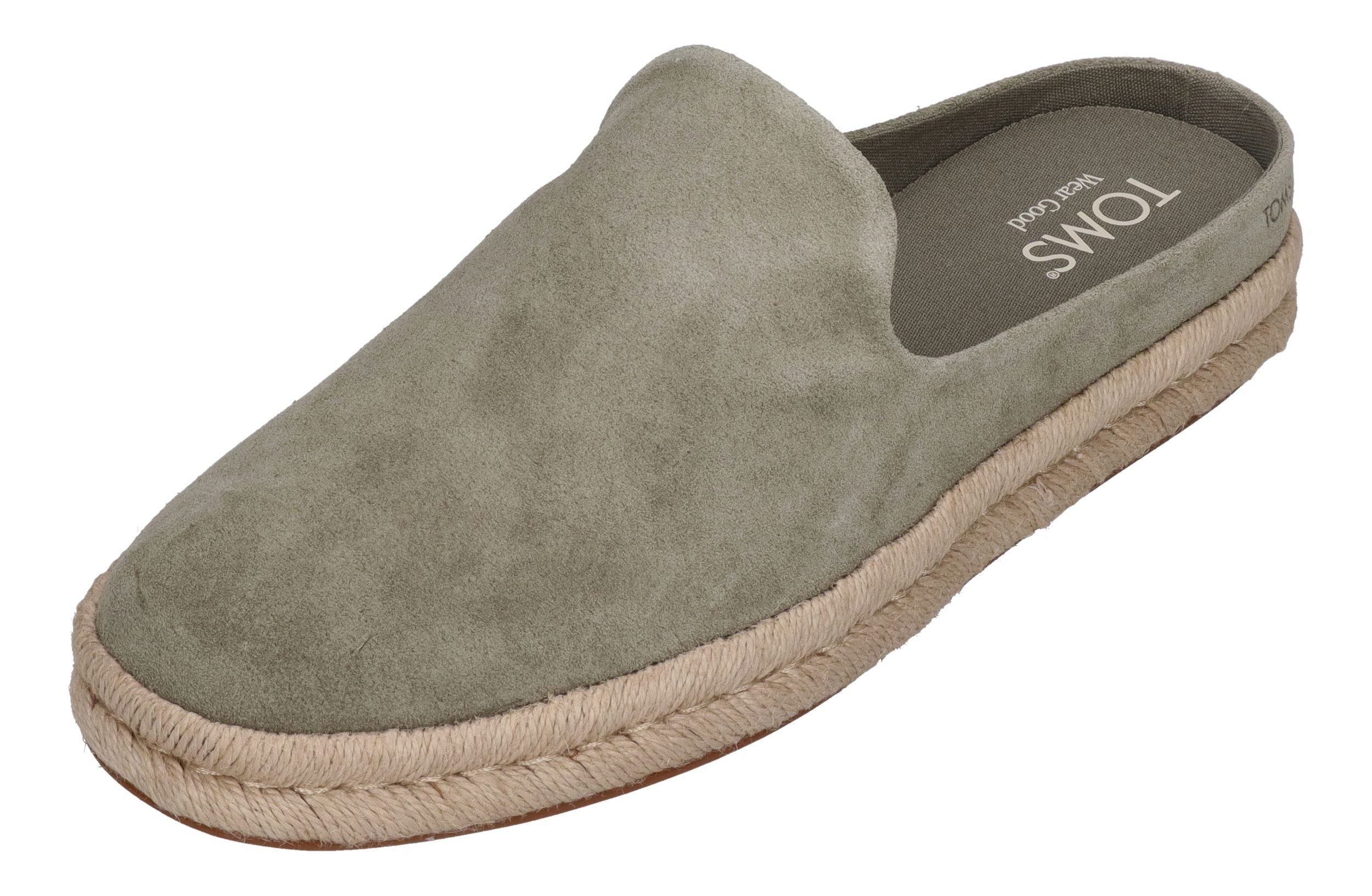 TOMS SANTIAGO MULE Espadrille Vetiver Grey Suede