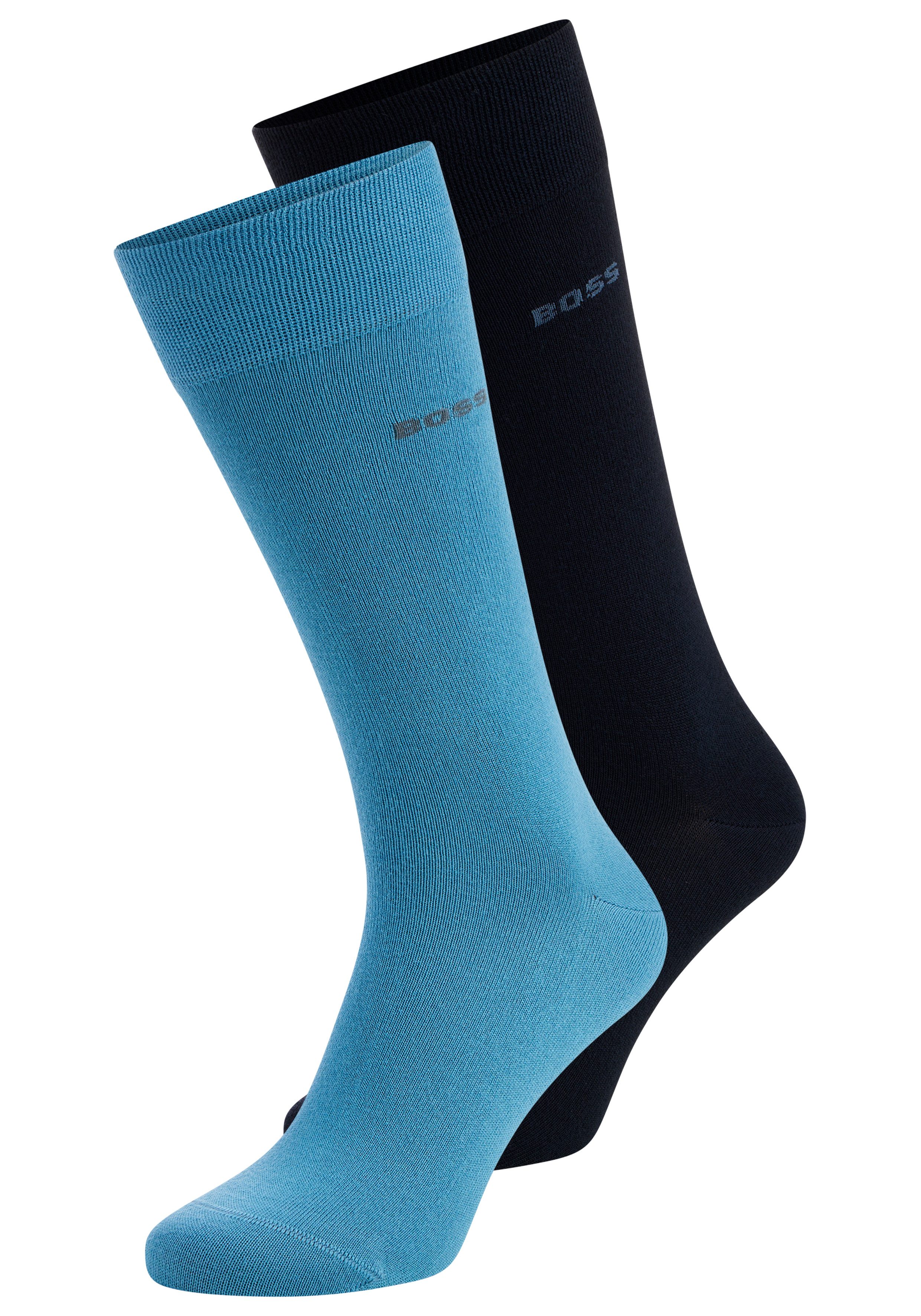 BOSS Businesssocken 2P RS Bamboo 1027 (Packung, 2-Paar) mit Strickbündchen