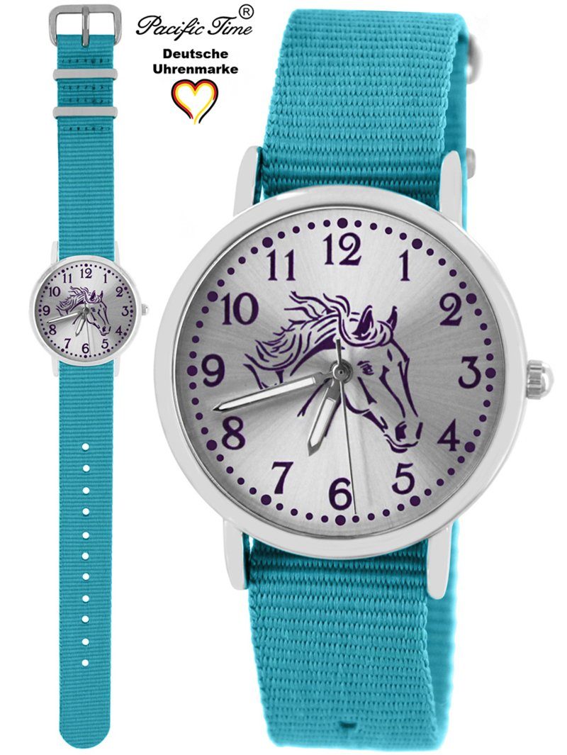 Pacific Time Quarzuhr Kinder Armbanduhr Pferd violett Wechselarmband, Mix und Match Design - Gratis Versand