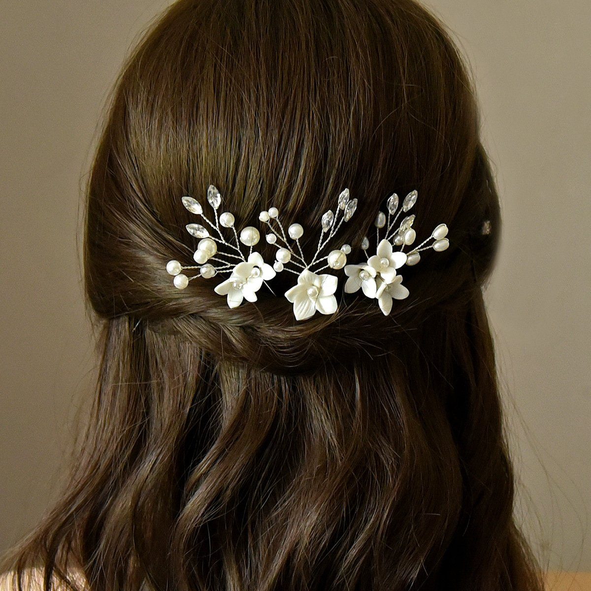 zggzerg Haarnadeln Silber Stück Blume Haarnadeln Haarschmuck Hochzeit 3 Kopfschmuck Braut