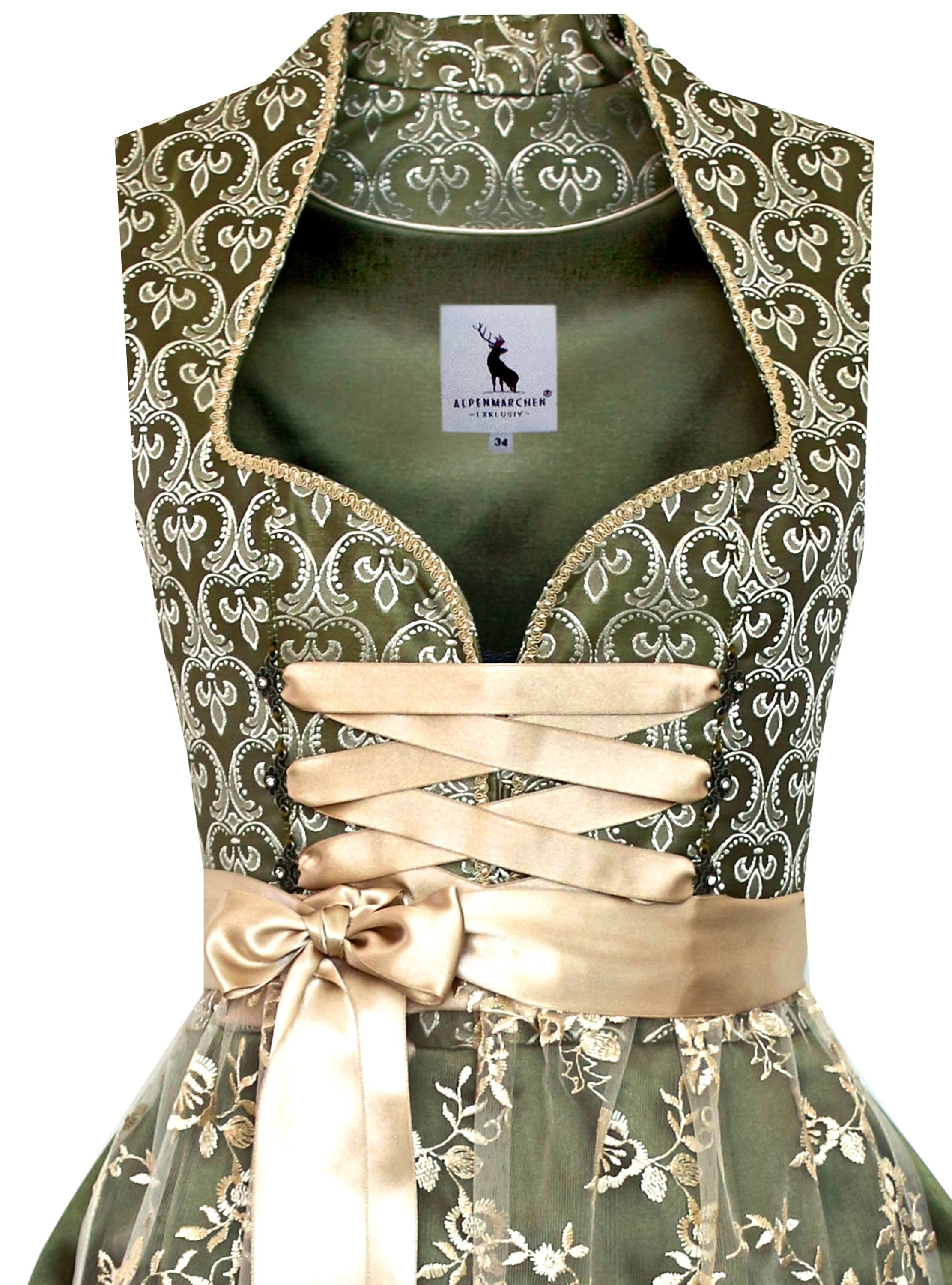 Alpenmärchen Dirndl Dirndl Liesl in Grün und Creme - ALM922
