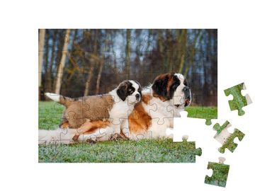 puzzleYOU Puzzle Erwachsene und junge Bernhardinerhunde, 48 Puzzleteile, puzzleYOU-Kollektionen Bernhardiner