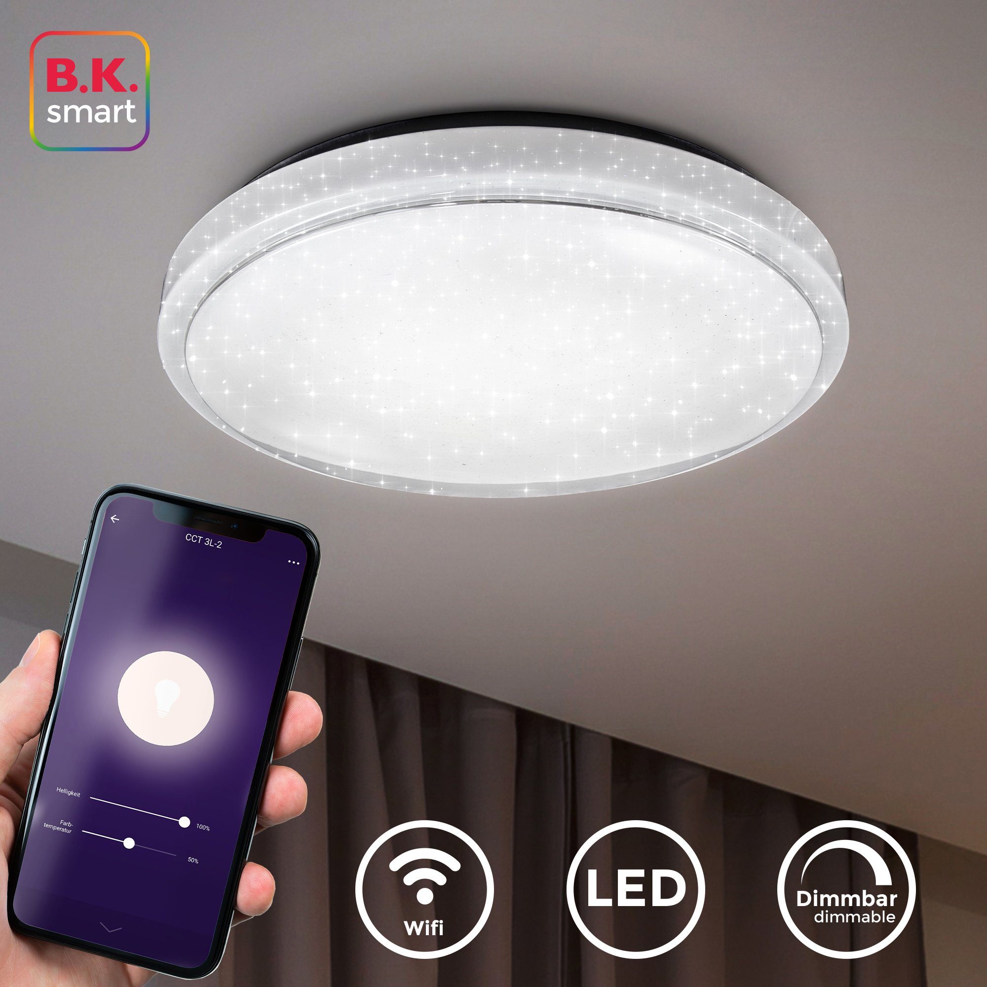 B.K.Licht LED-Sternenhimmel, Smart Home Deckenleuchte LED Sternenlicht  Leuchte dimmbar 24W Glitzer Lampe WiFi online kaufen | OTTO