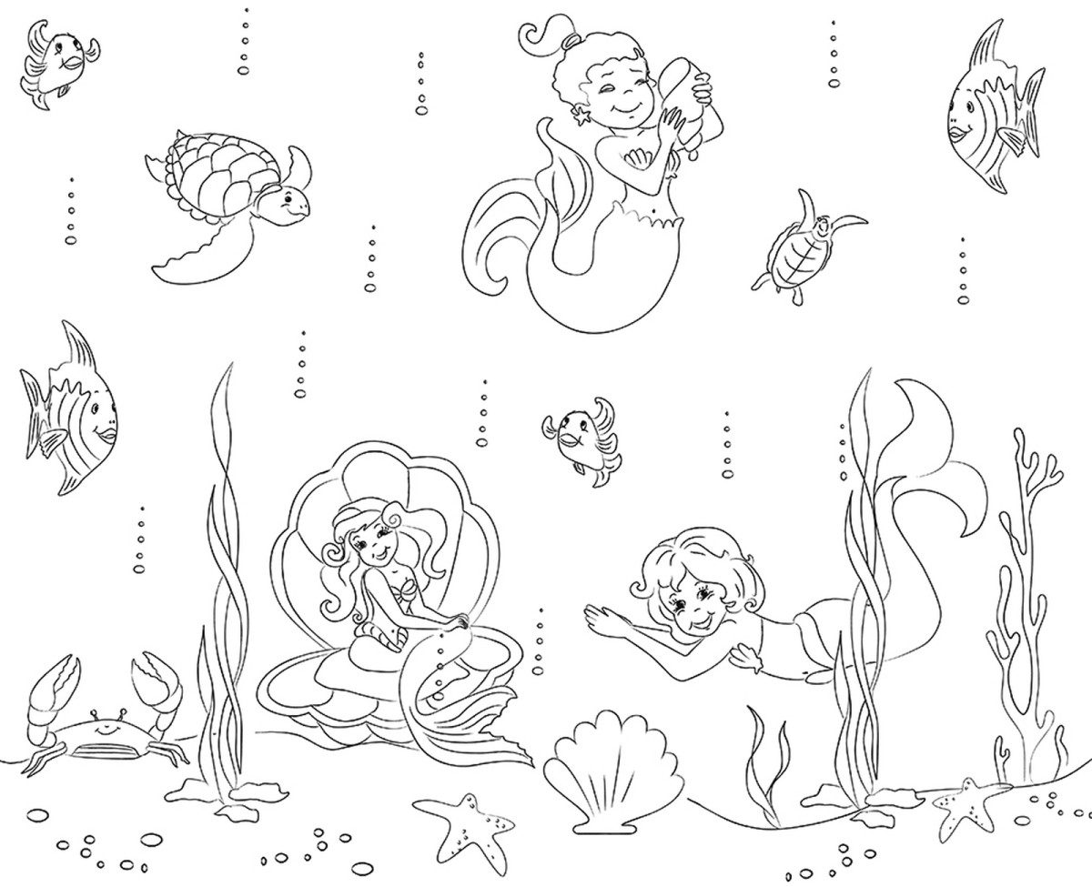 Ursus - Ludwig Bähr Zeichenpapier Ausmal-Tischset 33x40cm VE=5 Blatt Meerjungfrau