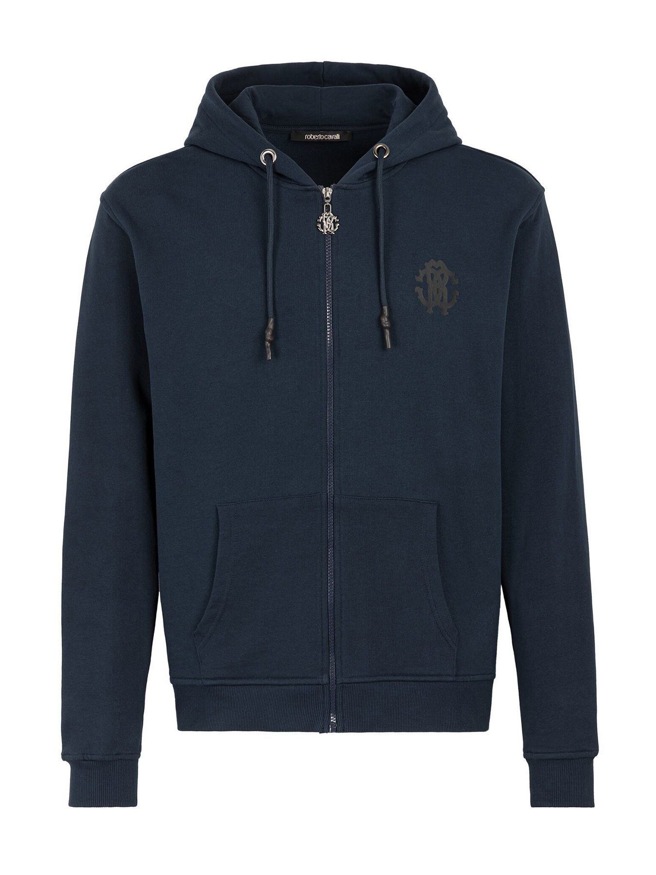 roberto cavalli Hoodie RC MONOGRAM-PRINT ZIP HOODIE HERREN BLAU