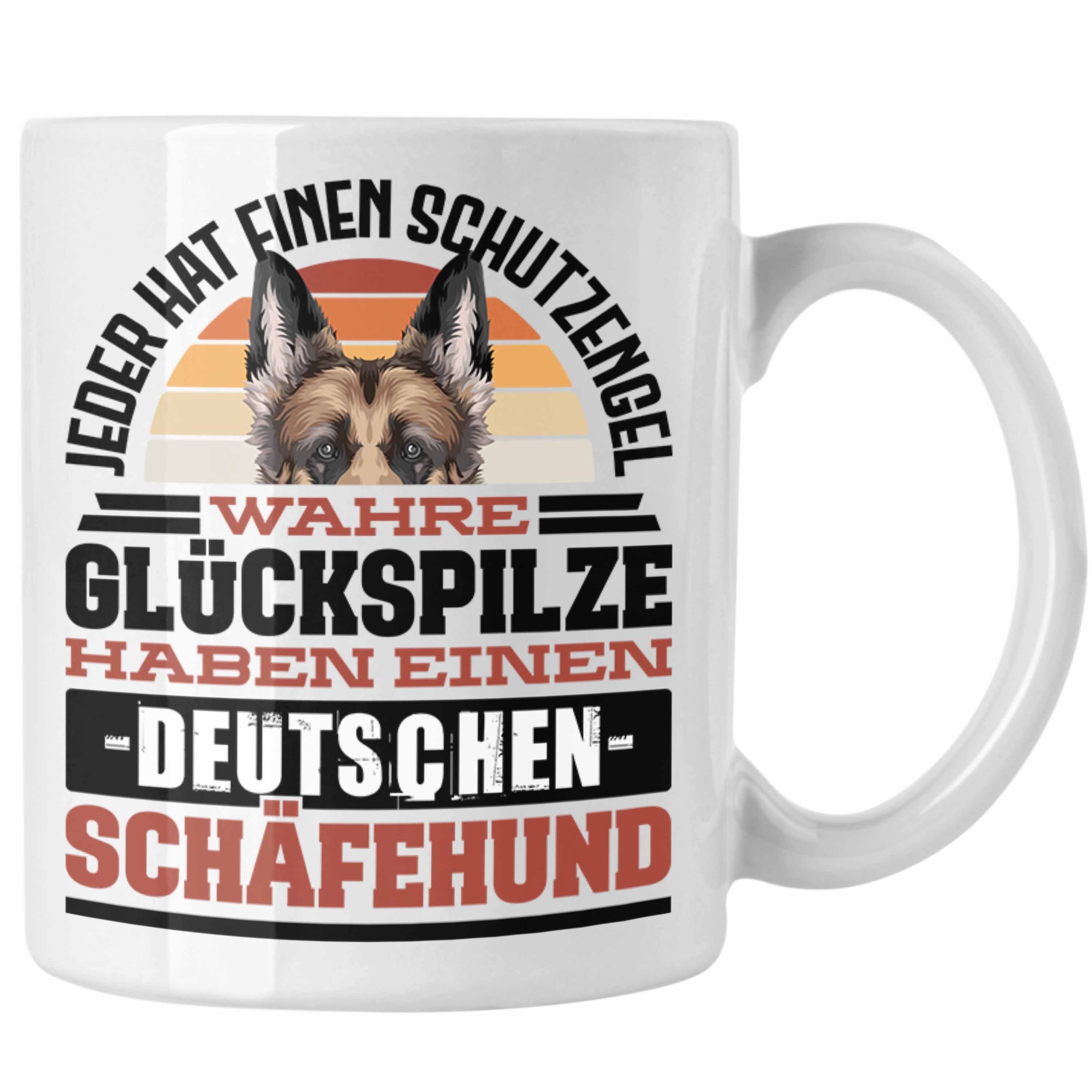 Trendation Tasse Deutscher Schäferhund Tasse Geschenkidee Kaffee-Becher Schäferhund Bes Weiss