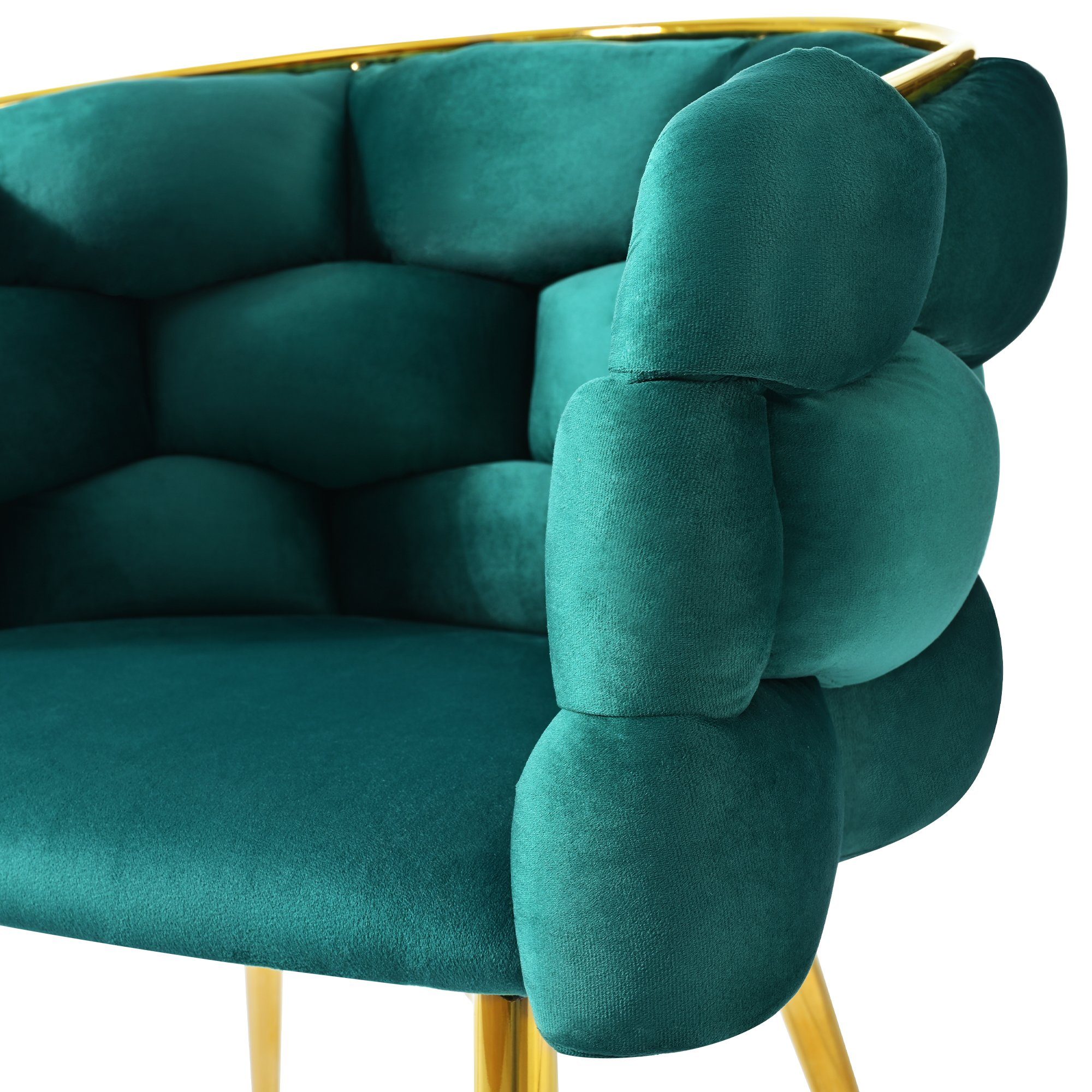 Ulife Polsterstuhl Luxus-Samtstühle St) Grün Metallbeinen mit Bubble Grün (1 Stühle 