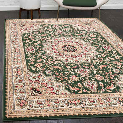 Orientteppich Orientalisch Vintage Teppich Kurzflor Wohnzimmerteppich Grün, Mazovia, 60 x 100 cm, Fußbodenheizung, Всеrgiker geeignet, Farbecht, Pflegeleicht