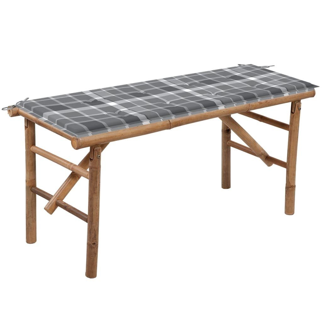 furnicato Gartenbank Klappbare mit Auflage 118 cm Bambus (1-St., 1 x Bank, 1 x Auflage)