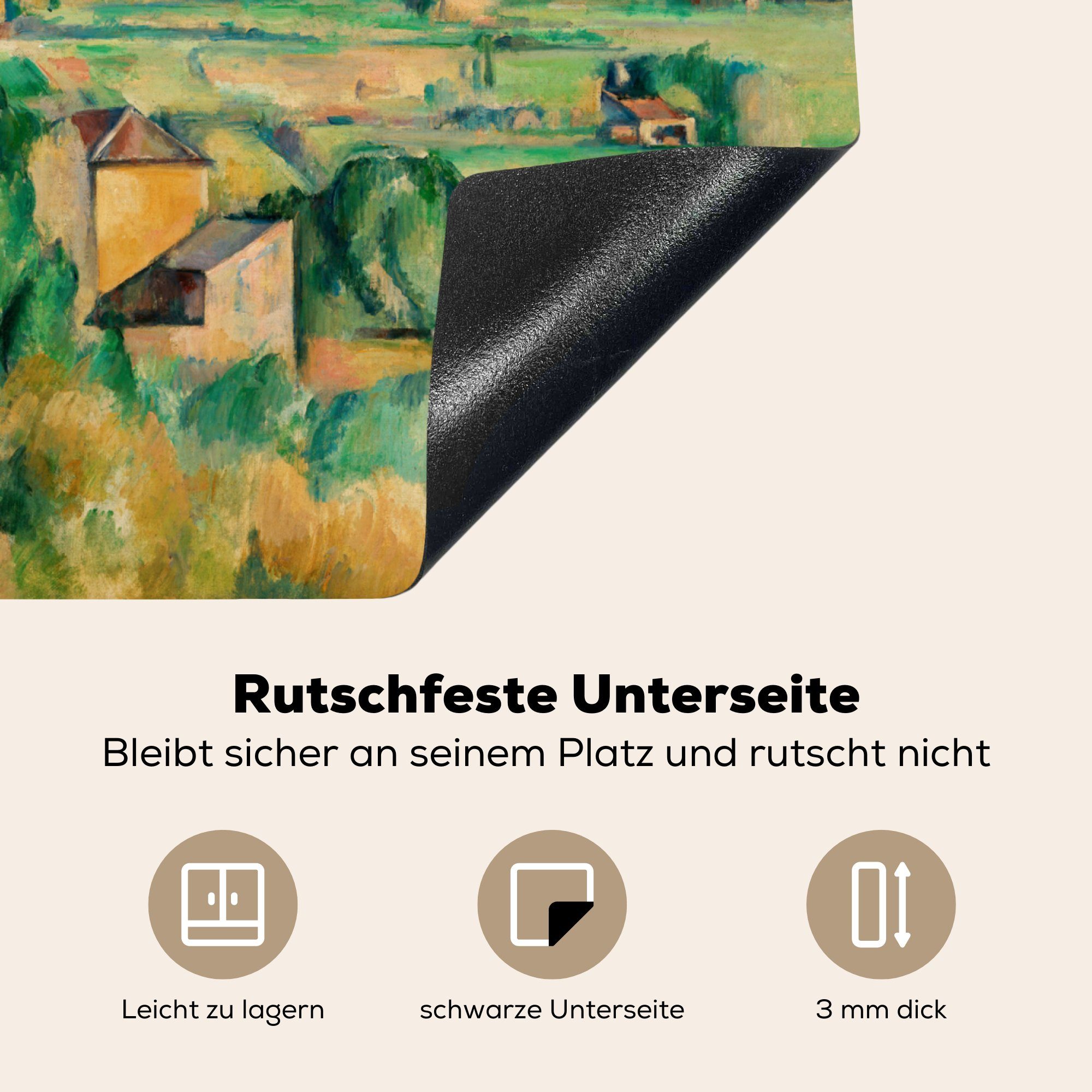 MuchoWow Saint-Victoire von (1 Gemälde Vinyl, Mont Arbeitsfläche Paul 60x52 Herdblende-/Abdeckplatte cm, Ceranfeldabdeckung Cézanne, nutzbar, Mobile tlg), -