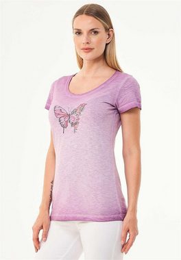 ORGANICATION T-Shirt Women's Garment-Dyed Printed T-shirt in Purple