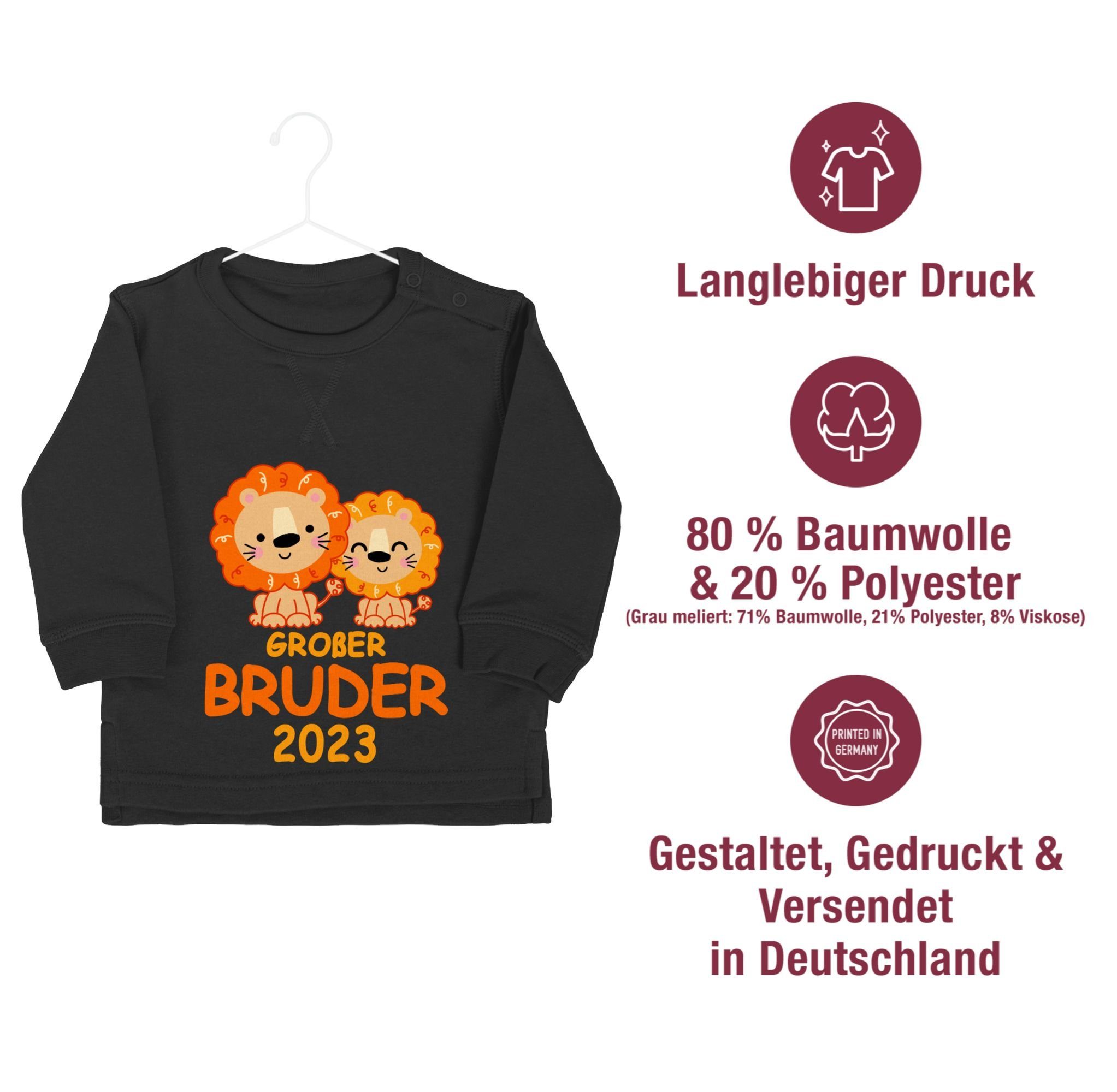 Bruder Löwen mit Großer 2023 Sweatshirt Schwarz 3 Shirtracer Großer Bruder