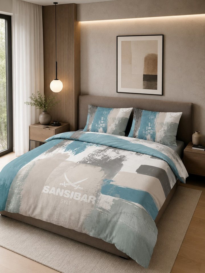 Sansibar Sylt Bettwäsche Bettwäsche Paint mit modernem Pinselstrich-Design, 100% Baumwolle, Baumwolle, 2 teilig, edel und hochwertig, weich, hautfreundlich, pflegeleicht
