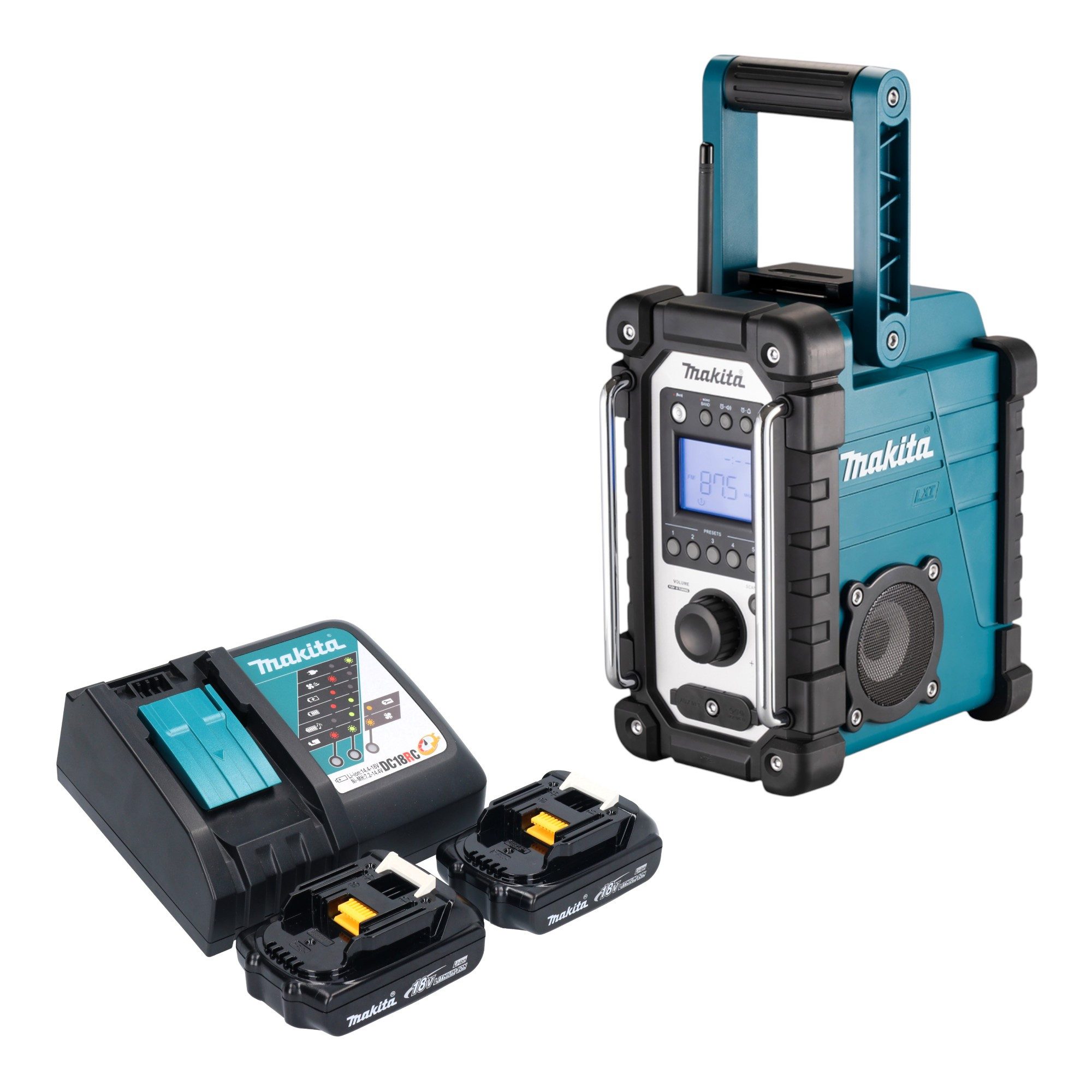 Makita DMR 116 RY 14,4 - 18 V AM FM AUX + 2x Akku 1,5 Ah + Ladegerät Baustellenradio