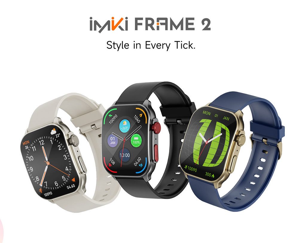 imiki Frame 2 Kooperationsfall mit Benetton Smartwatch, 100+ Sportmodi, 24/7 Gesundheitsüberwachung, Schlafüberwachung