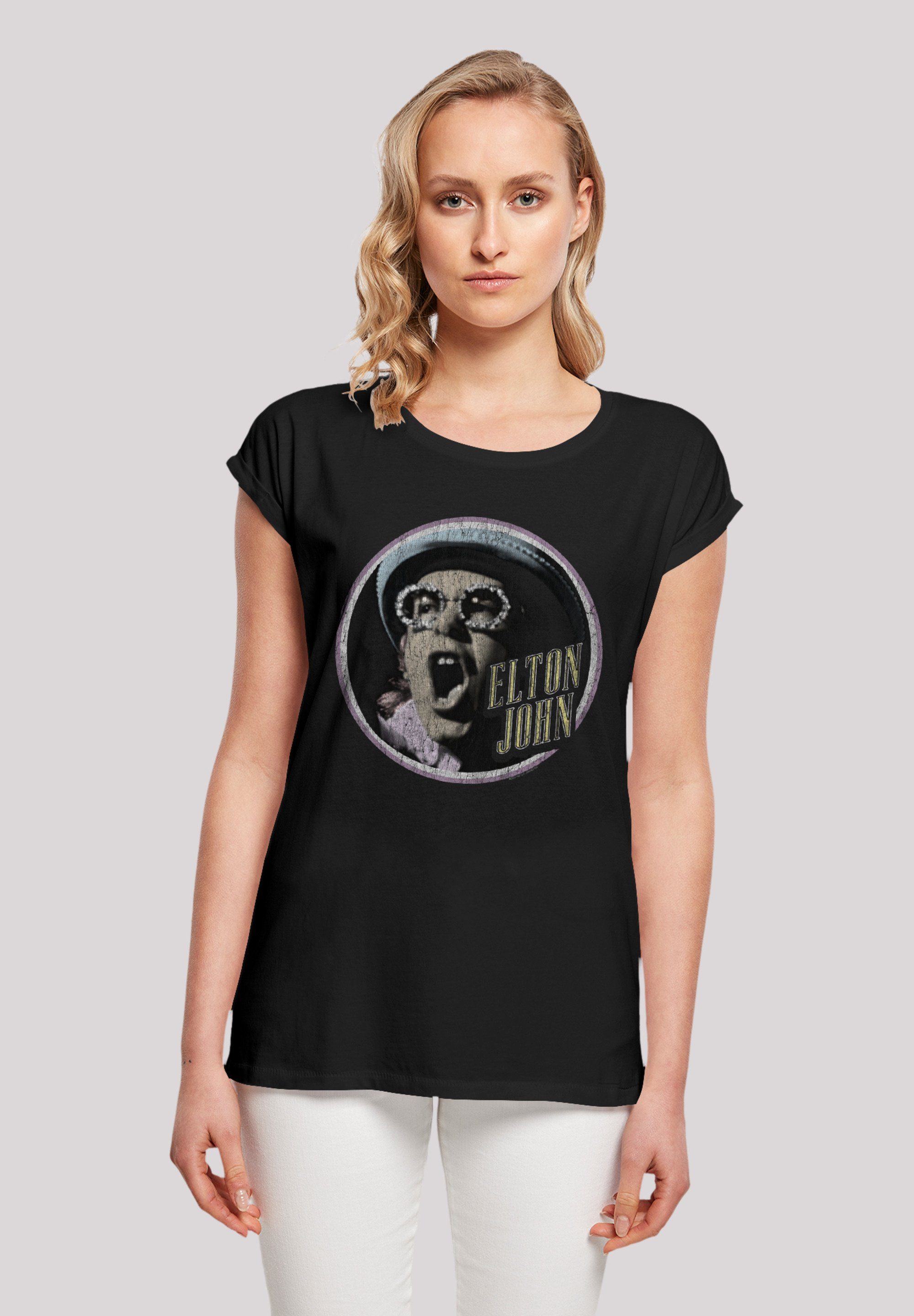 F4NT4STIC T-Shirt Elton John Vintage Circle Premium Qualität schwarz | T-Shirts