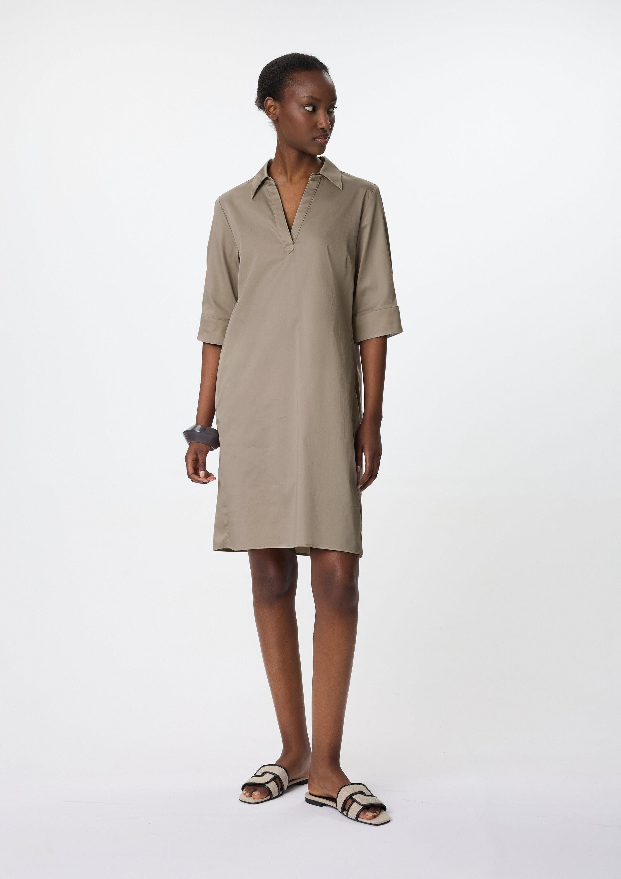 comma Minikleid Kleid Hemdblusenkleid mit V-Ausschnitt aus Baumwollsatin günstig online kaufen