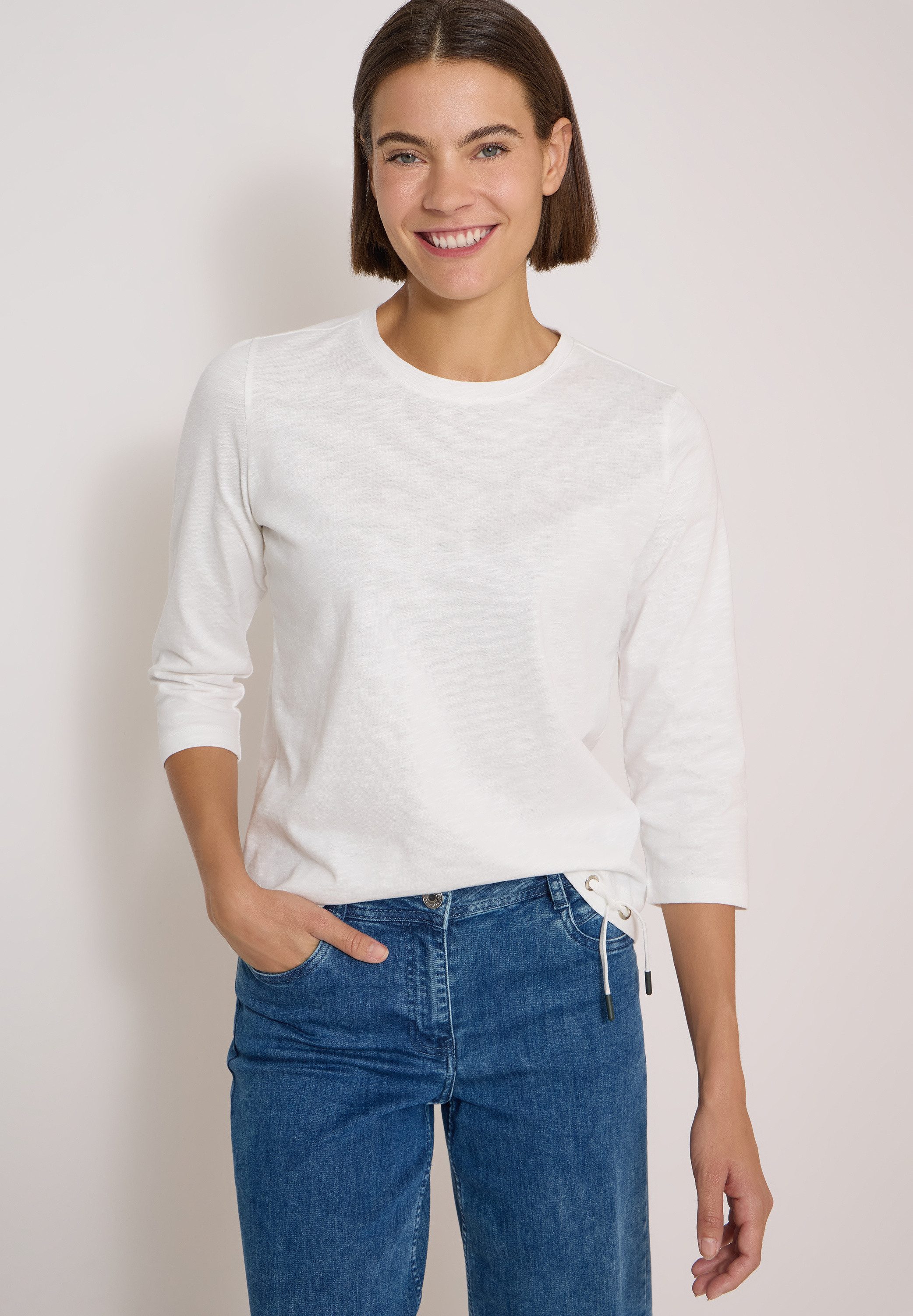 CECIL 3/4-Arm-Shirt Sommershirt mit Tunnelzug am Saum