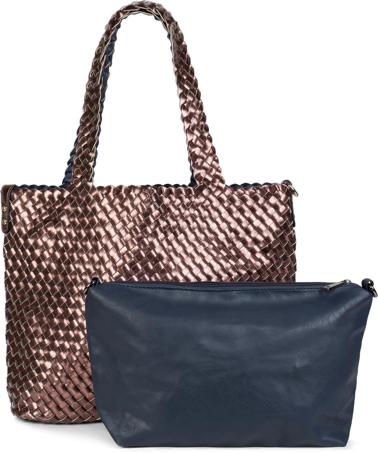 styleBREAKER Schultertasche Große XXL Wendetasche geflochten (2-tlg)