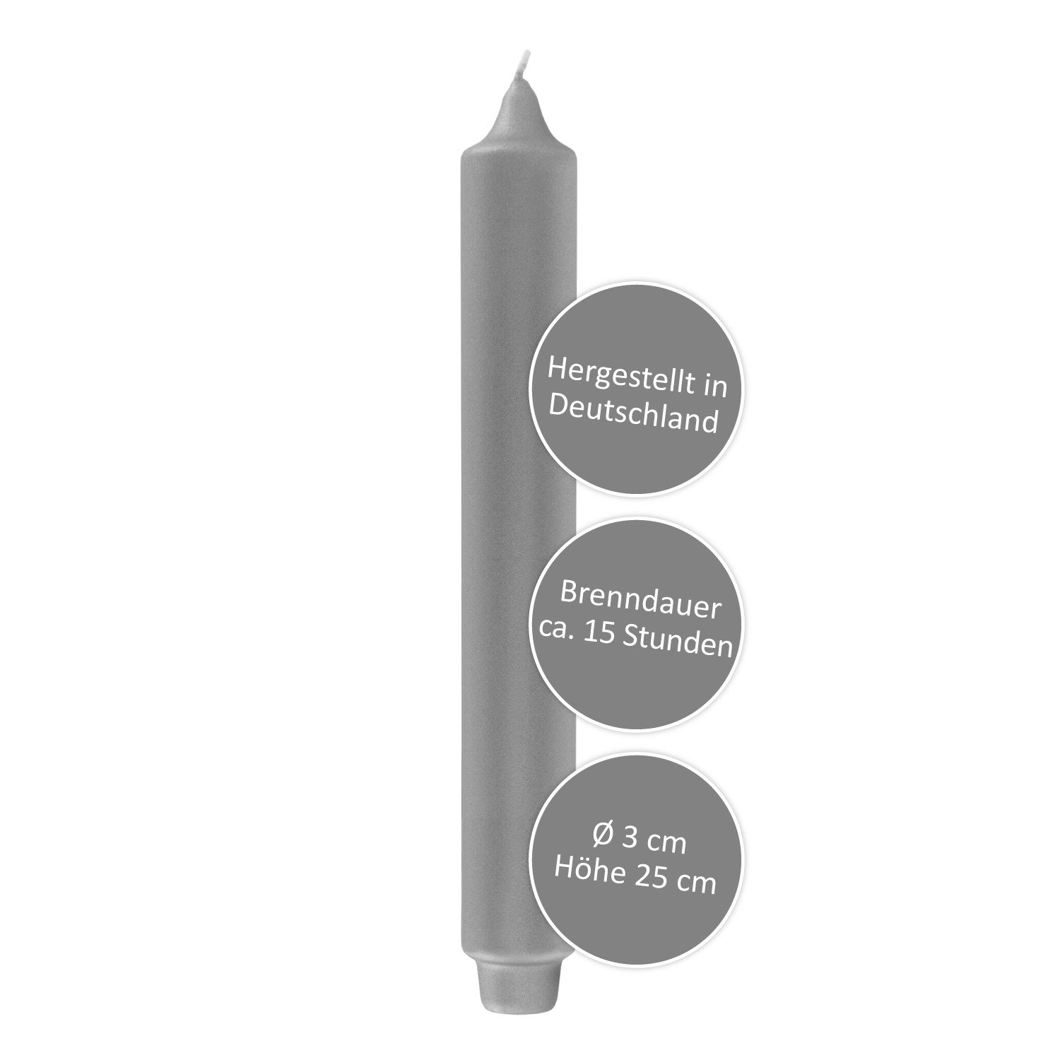 Fink Adventskerze FINK Stabkerze Candle - grau - H. 25cm x B. 3cm x D. 3cm (1 Stück)
