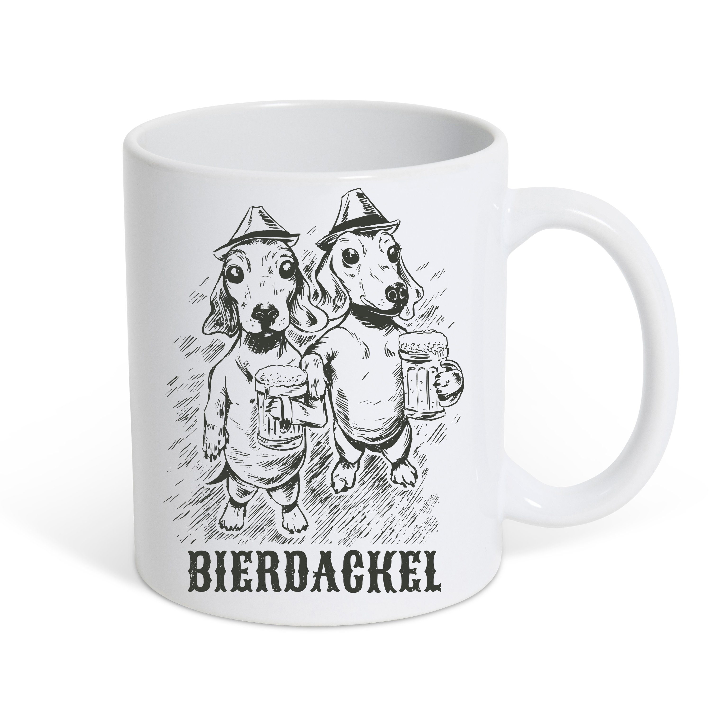 Weiß Print mit Youth Designz Bierdackel Geschenk, Kaffeetasse trendigem Tasse Keramik,