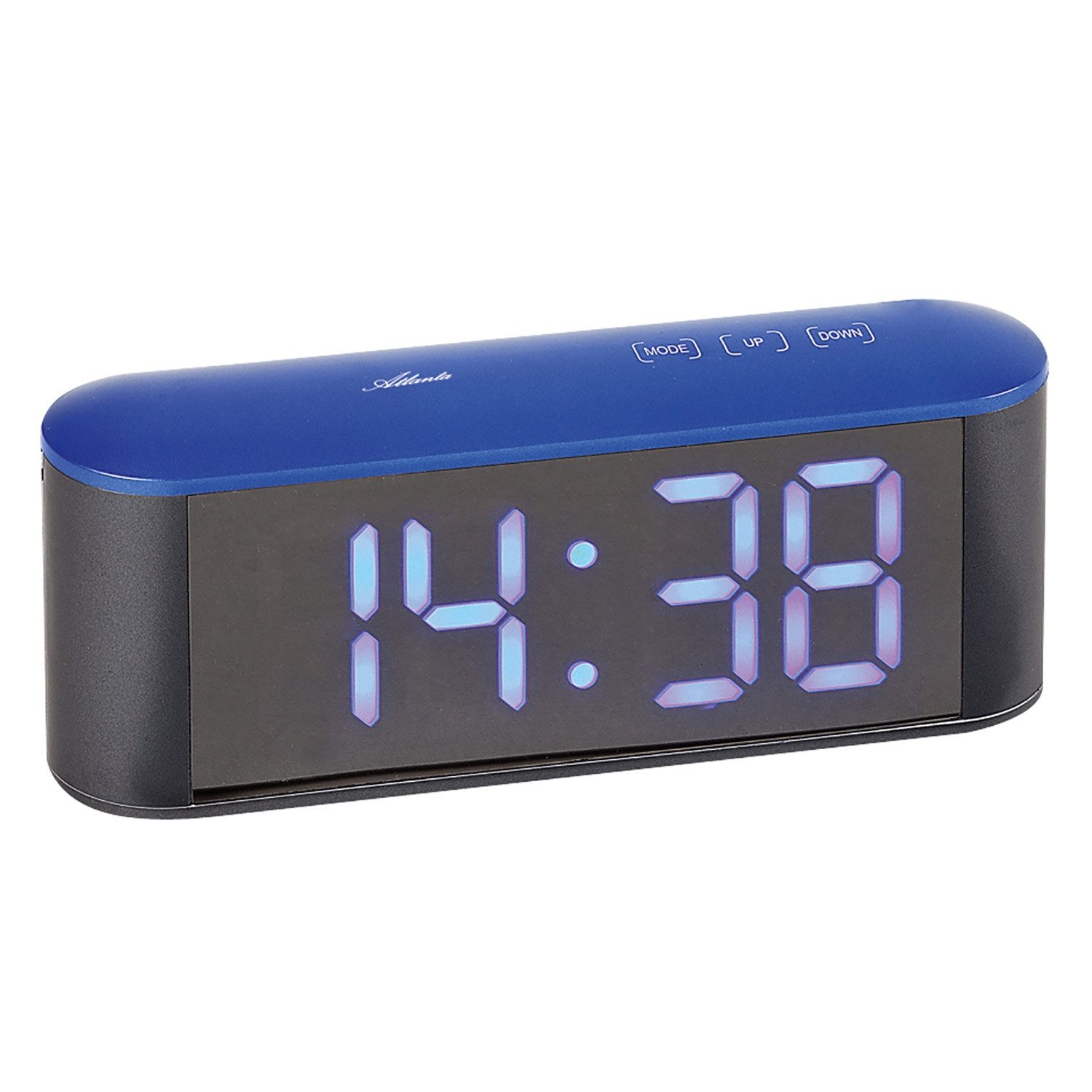 Atlanta Wecker 1133/5 mit LED-Anzeige Anthrazit / Blau