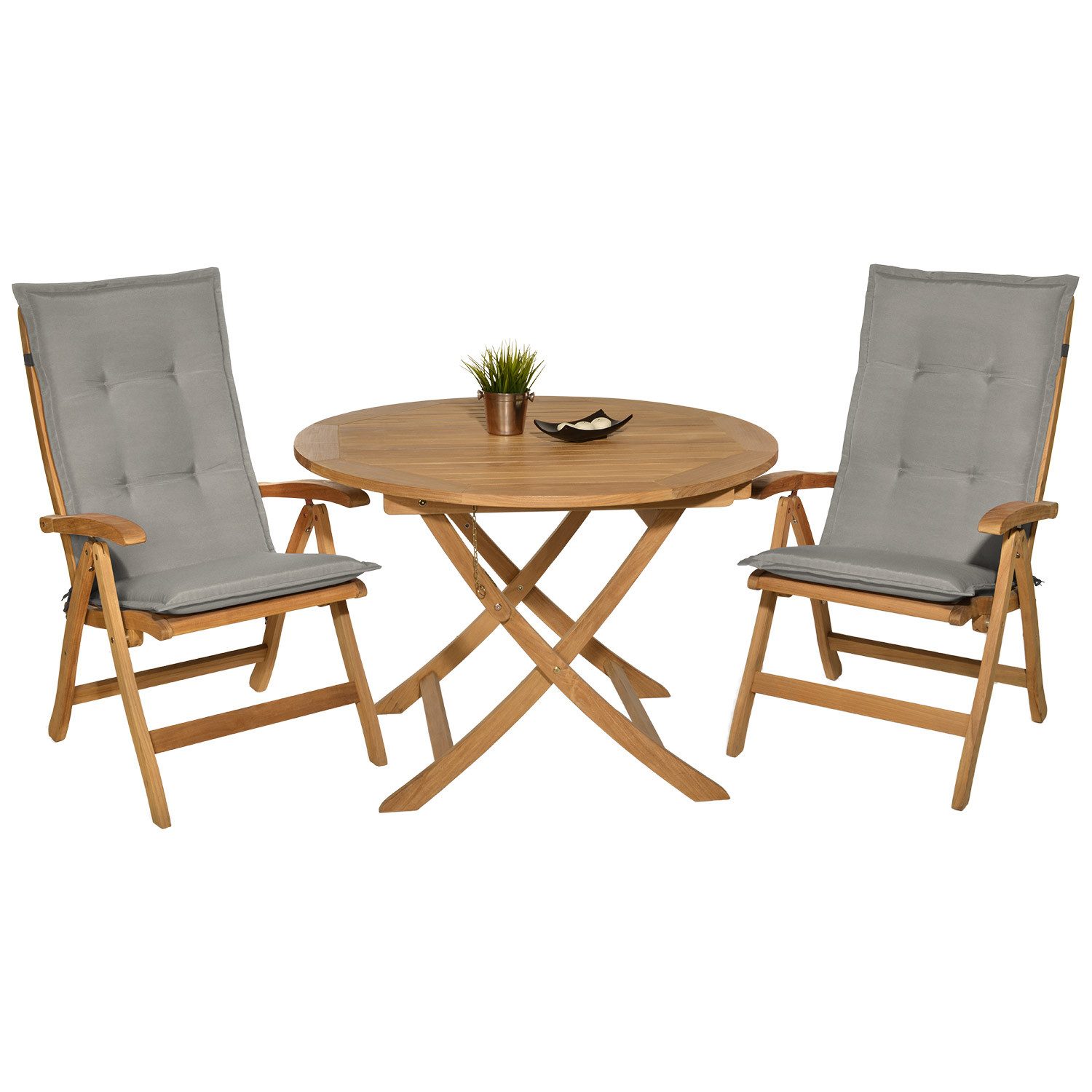 Beautissu Hochlehnerauflage 2er Set Gartenstuhlauflage Loft HL Hellgrau, 120x50x6cm, Polster Auflage, Sitzpolster & Sitzkissen für Hochlehner Gartenmöbel