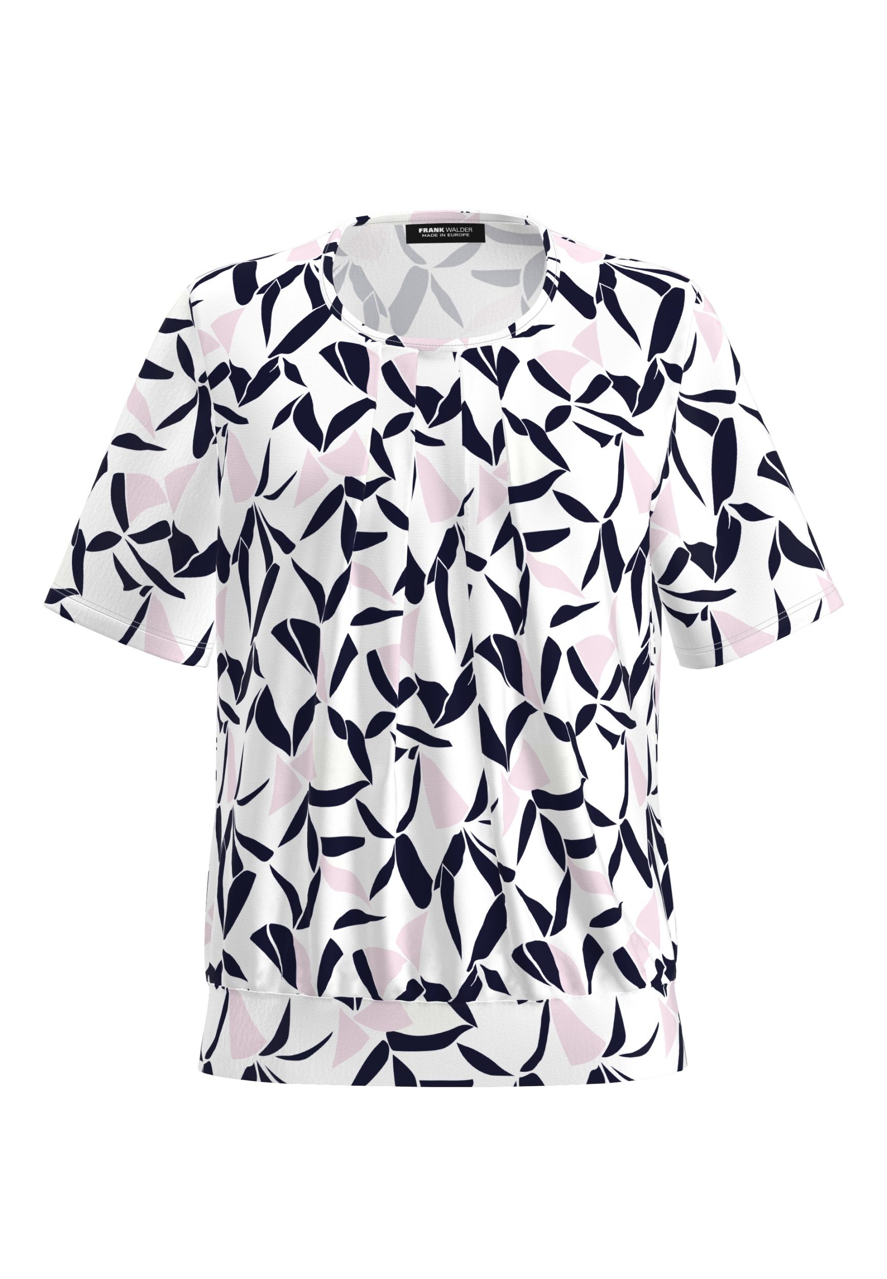 FRANK WALDER Kurzarmbluse - Damen Blusenshirt - luftige Kurzarmbluse in Allover-Print