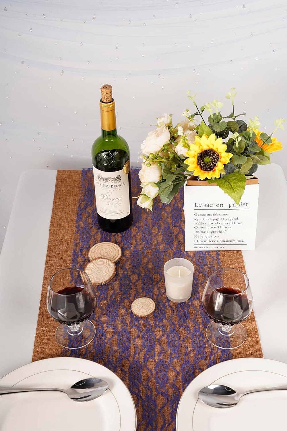 Coonoor Tischläufer Spitze Tischläufer Tischband Tischdecke Küche Esstisch Dekoration (15cm*22.8m), für Hochzeit Geburtstage Tischdekoration Kommunion Herbst Braut