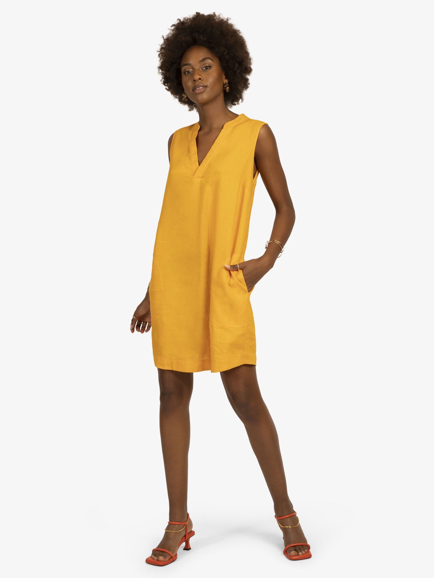 mint & mia Sommerkleid als knielanges Shirtkleid in Leinen mit V-Ausschnitt  online kaufen | OTTO