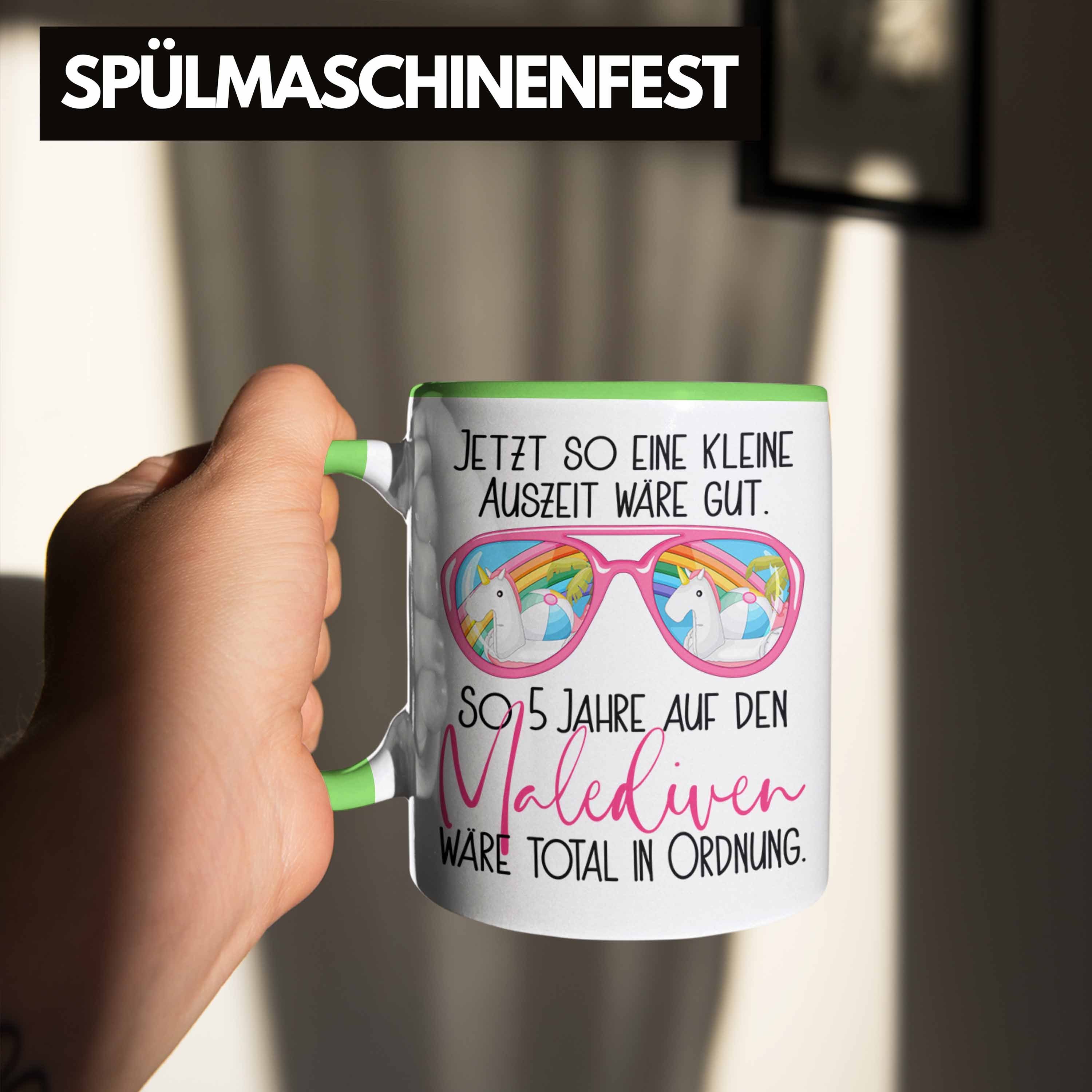 Spruch Tasse für Trendation Grün Geschenk Kollegin Gesc Tasse Büro-Kaffeetasse Malediven mit