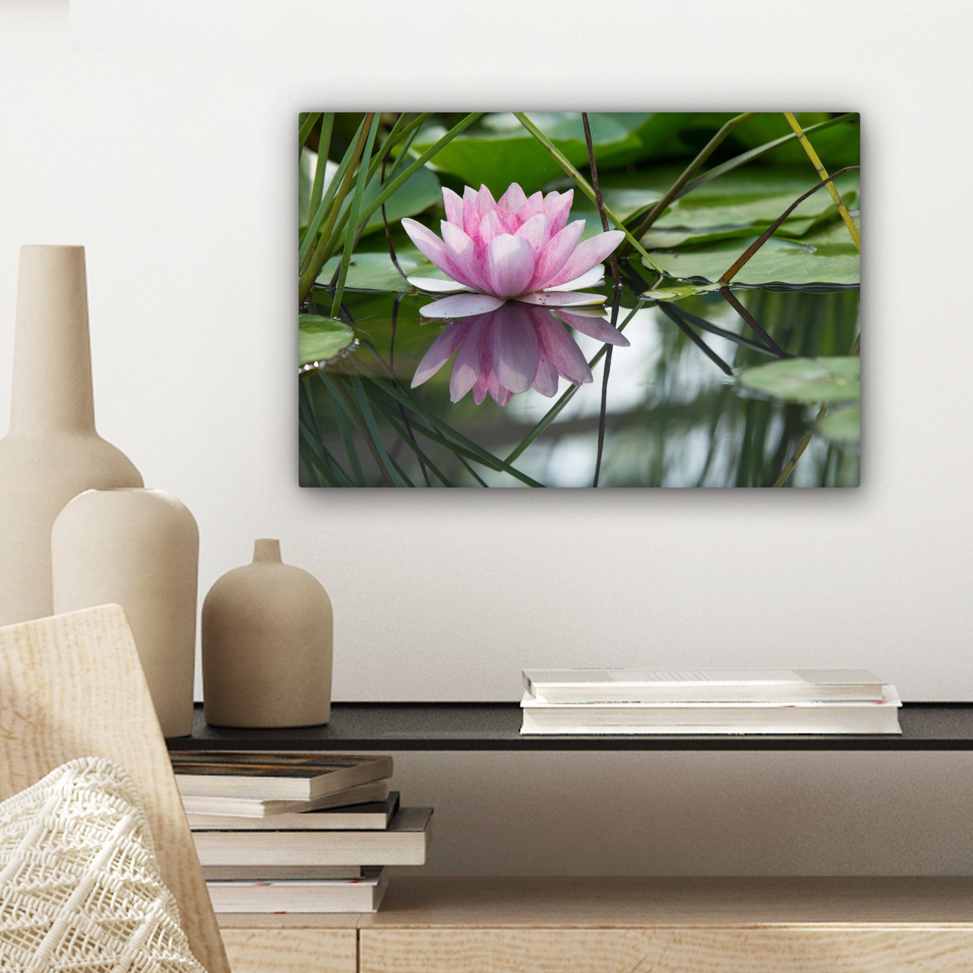 - (1 Leinwandbilder, St), - OneMillionCanvasses® Wandbild cm Wasser, Aufhängefertig, Leinwandbild 30x20 Blumen Lotus Wanddeko,