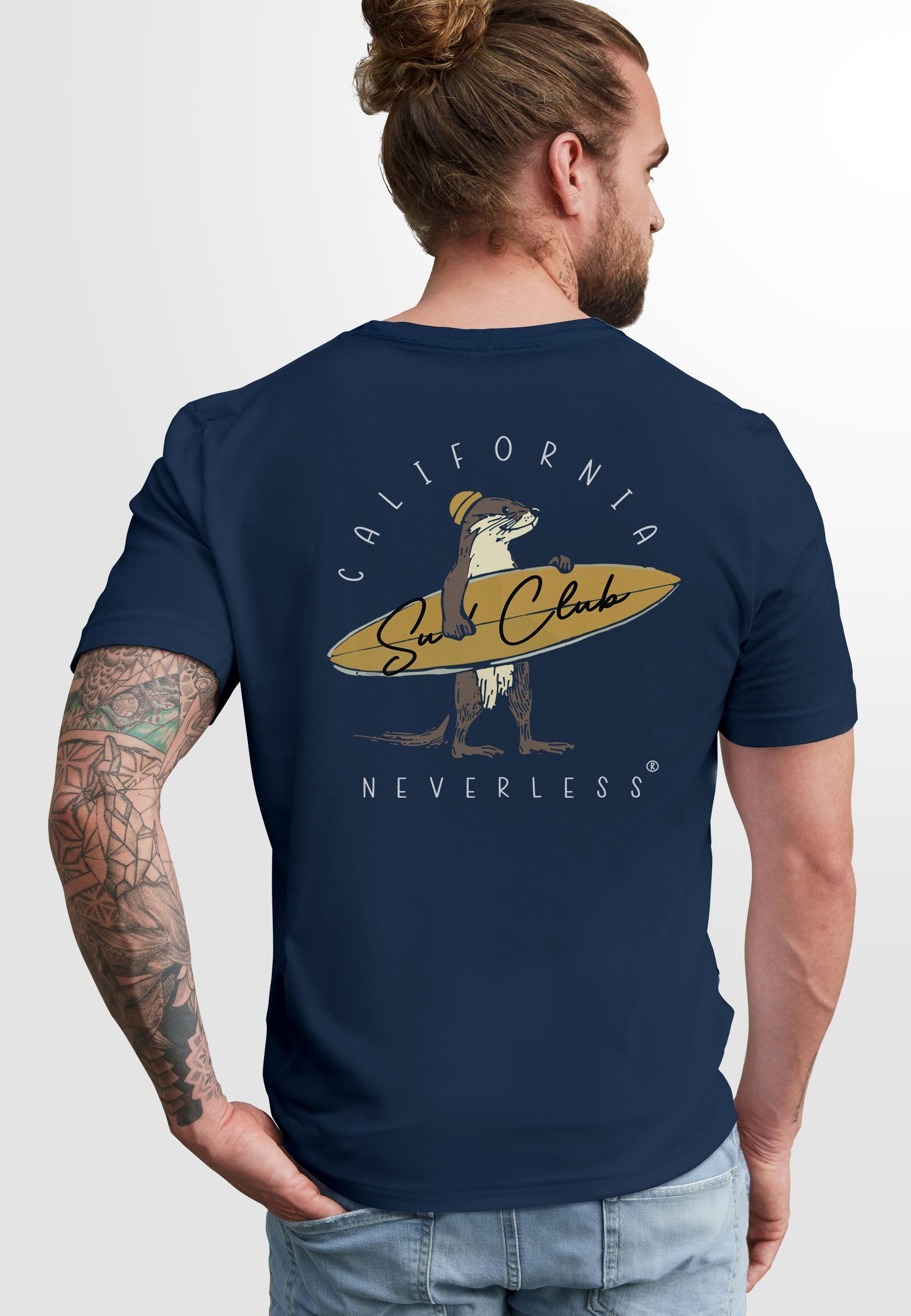Neverless Print-Shirt Herren T-Shirt Backprint California günstig online kaufen