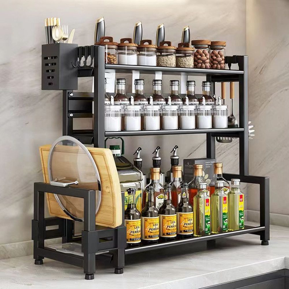 NUODWELL Gewürzregal Gewürzregal Stehend, 3 Etagen Küchenregal Metall mit U günstig online kaufen