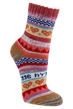 Socks 4 Fun Norwegersocken Bunte Norweger Socken mit schönem Hygge Muster mit 90% Baumwolle