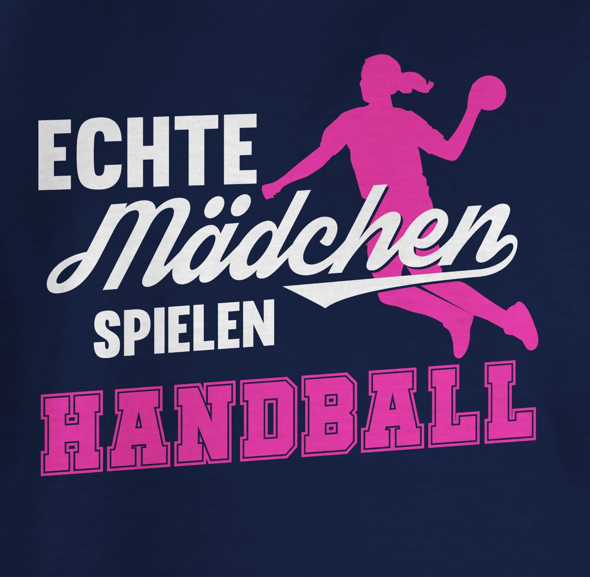 Shirtracer T-Shirt Echte Mädchen spielen Handball weiß / fuchsia Kinder Sport Kleidung