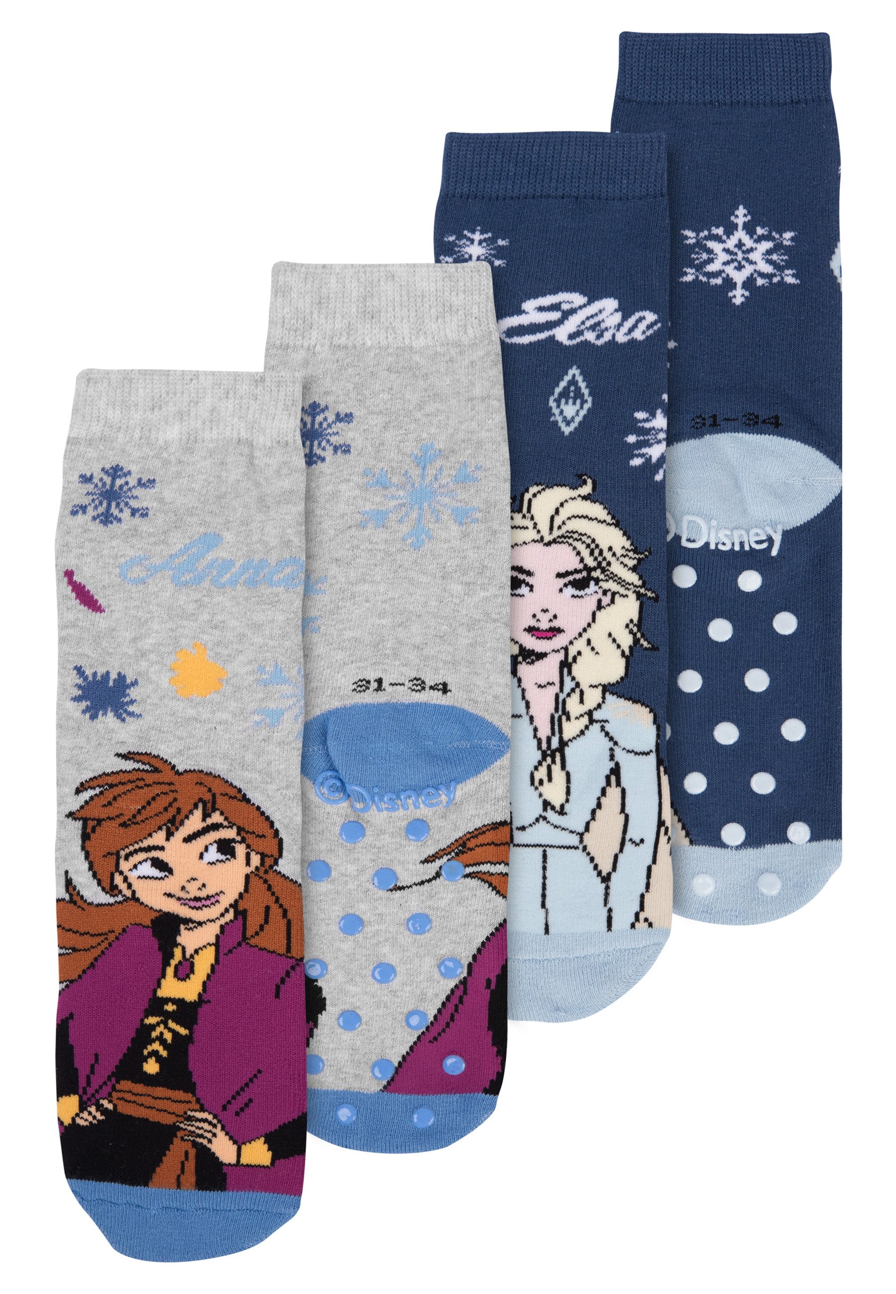 United Labels® Socken Die Eiskönigin ABS Socken für Mädchen Frozen Grau/Blau (2er Pack)