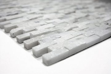 Mosani Mosaikfliesen Marmor Mosaik Fliese Naturstein Brick weiß 3D Optik Wandfliese WC