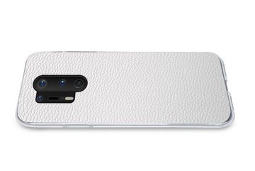 MuchoWow Handyhülle Leder - Strukturiert - Leder-Optik - Weiß, Phone Case, Handyhülle OnePlus 8 Pro, Silikon, Schutzhülle