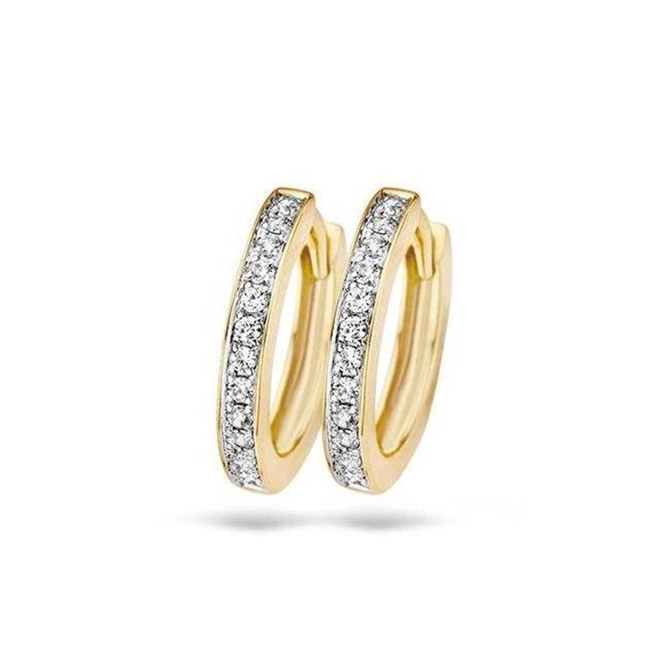 Blush Paar Creolen BLUSH Creolen 14 Karat Weiß- und Gelbgold mit Zirkonia 7163BZI