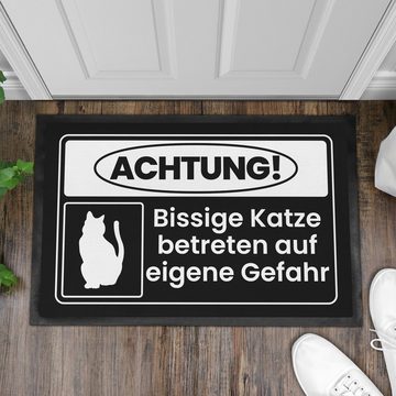 Fußmatte Achtung Bissige Katze Fußmatte Geschenk Katzenbesitzer Lustige Fussmat, Trendation