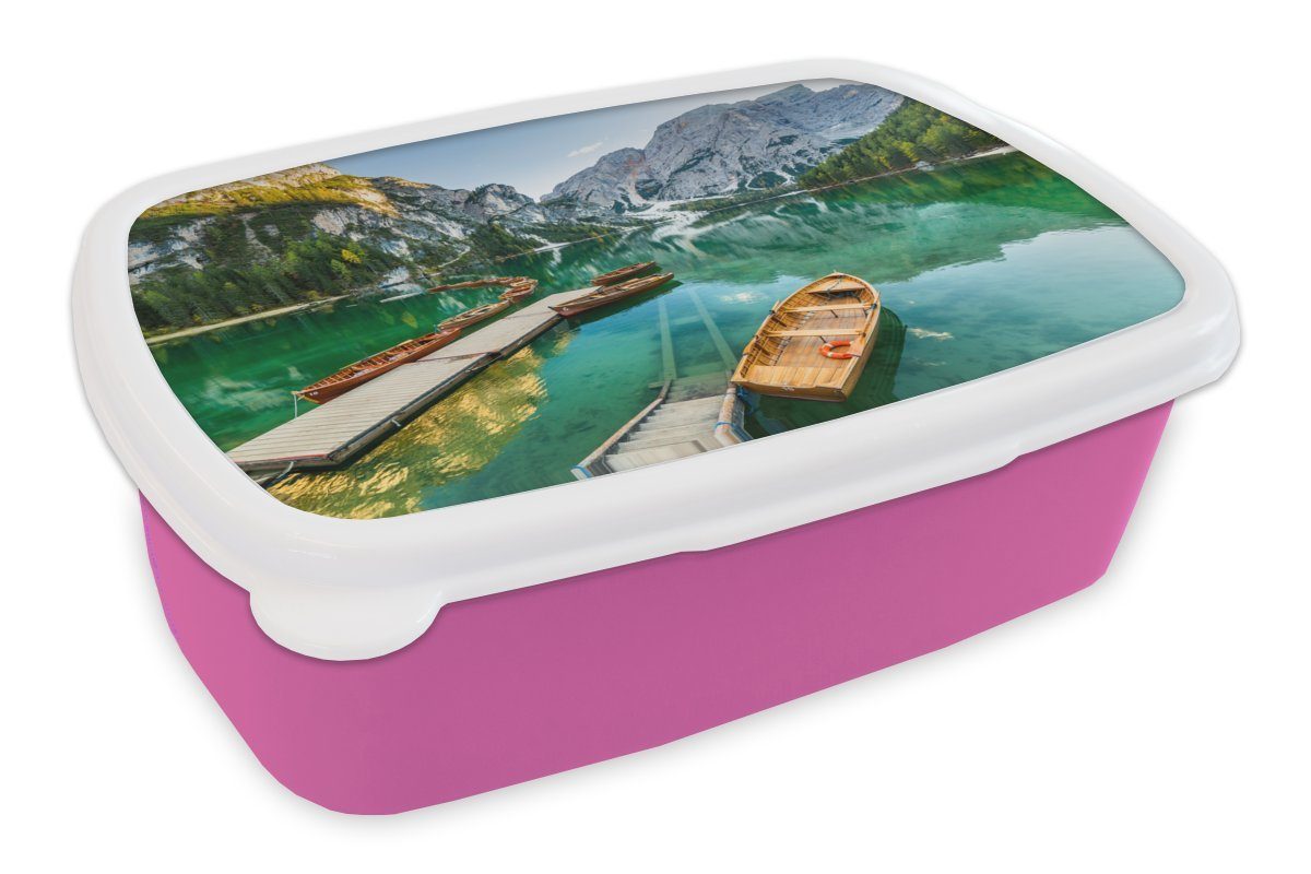 - Mädchen, Brotdose Boot, rosa für Brotbox Kinder, Snackbox, (2-tlg), Kunststoff Alpen Lunchbox Erwachsene, - MuchoWow See Kunststoff,