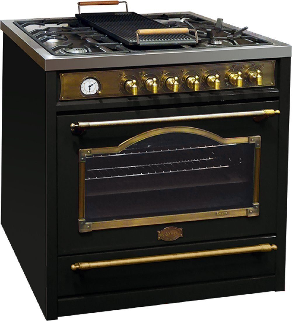 Kaiser Küchengeräte Gas-Standherd HGE 93555 Em, mit 1-fach-Teleskopauszug, Retro Gas Elektro Standherd 90 cm Range Coocker