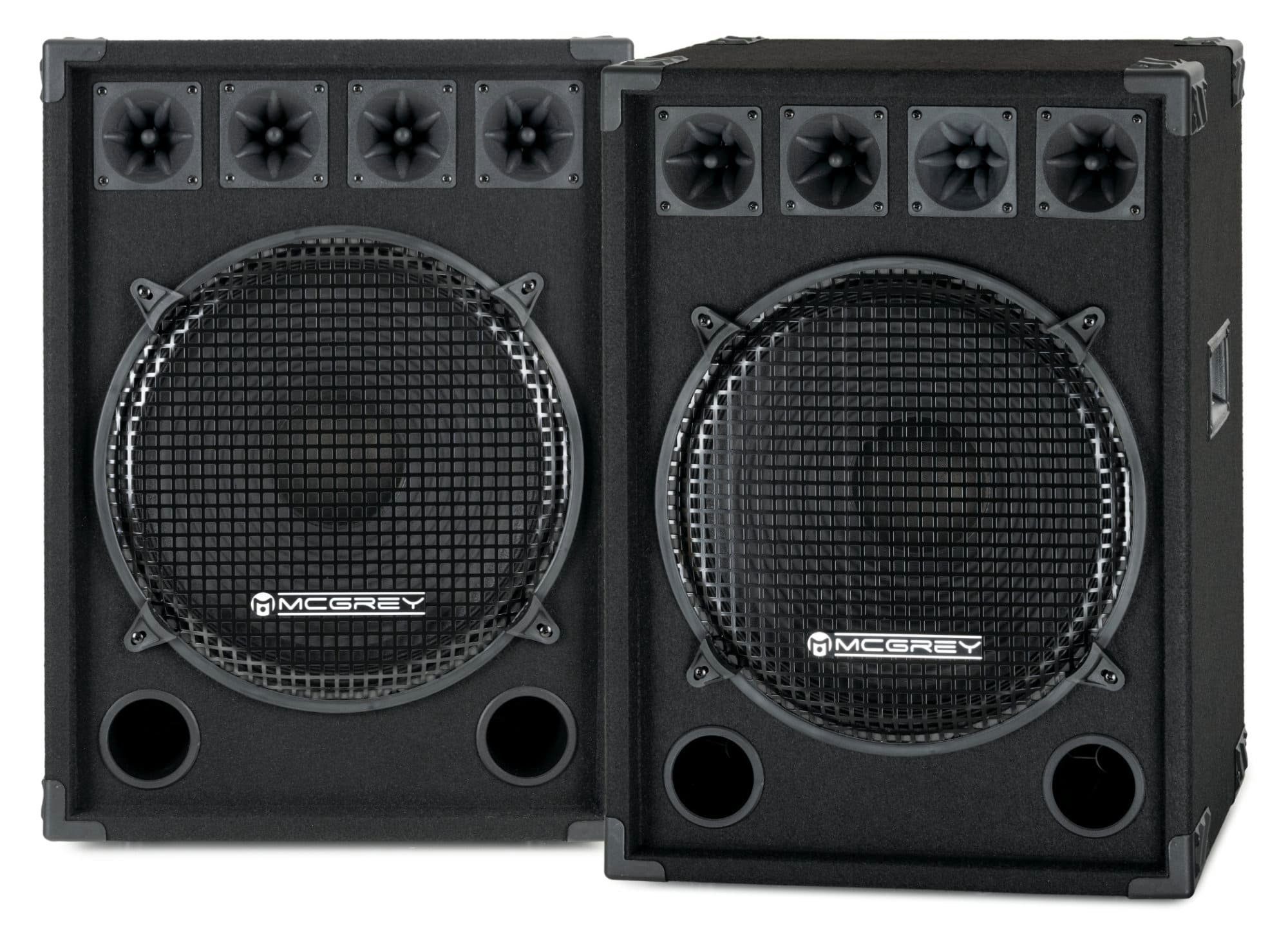 McGrey DJ-1522 DJ PA Box Party-Lautsprecher (N/A, 400 W, 38cm (15 zoll) Subwoofer 2-Wege System und drei Piezo-Hochtönern)